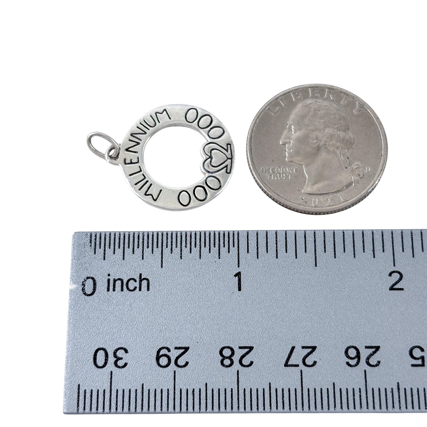 Vintage Sterling Silver 925 Millennium Heart Charm