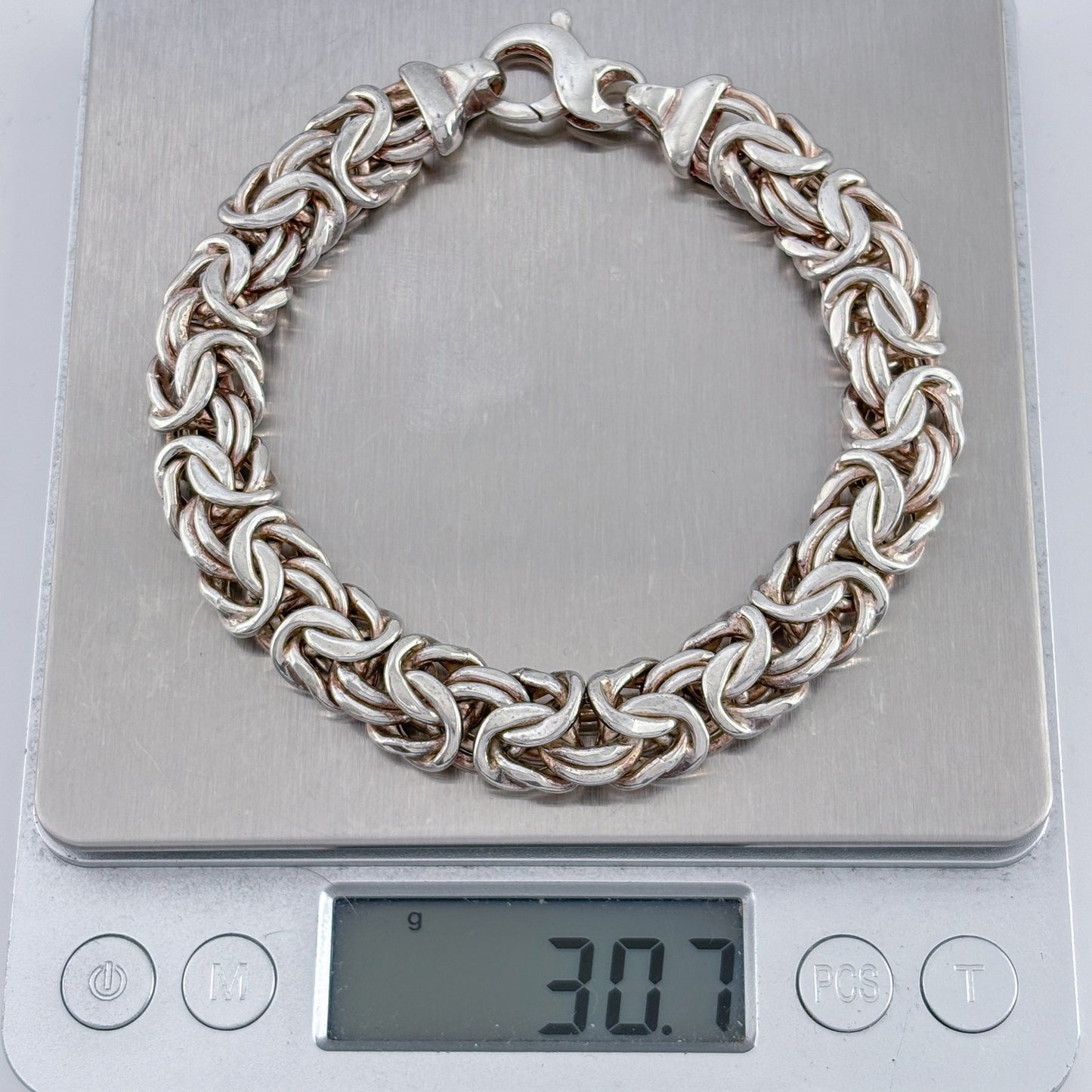 Vintage Sterling Silver 925 Byzantine Link Bracelet 9"