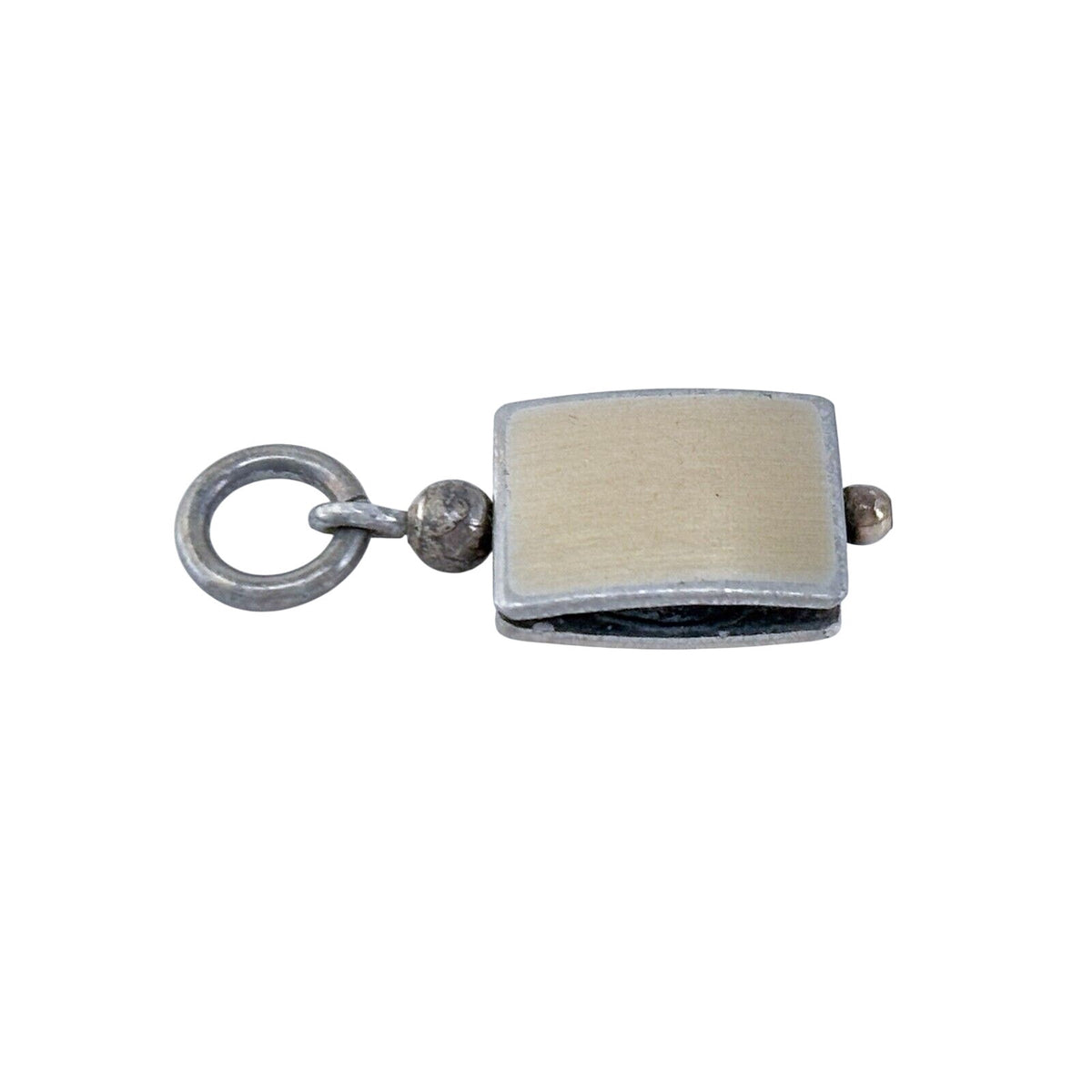 Vintage Silver-Tone Rectangular Charm Pendant