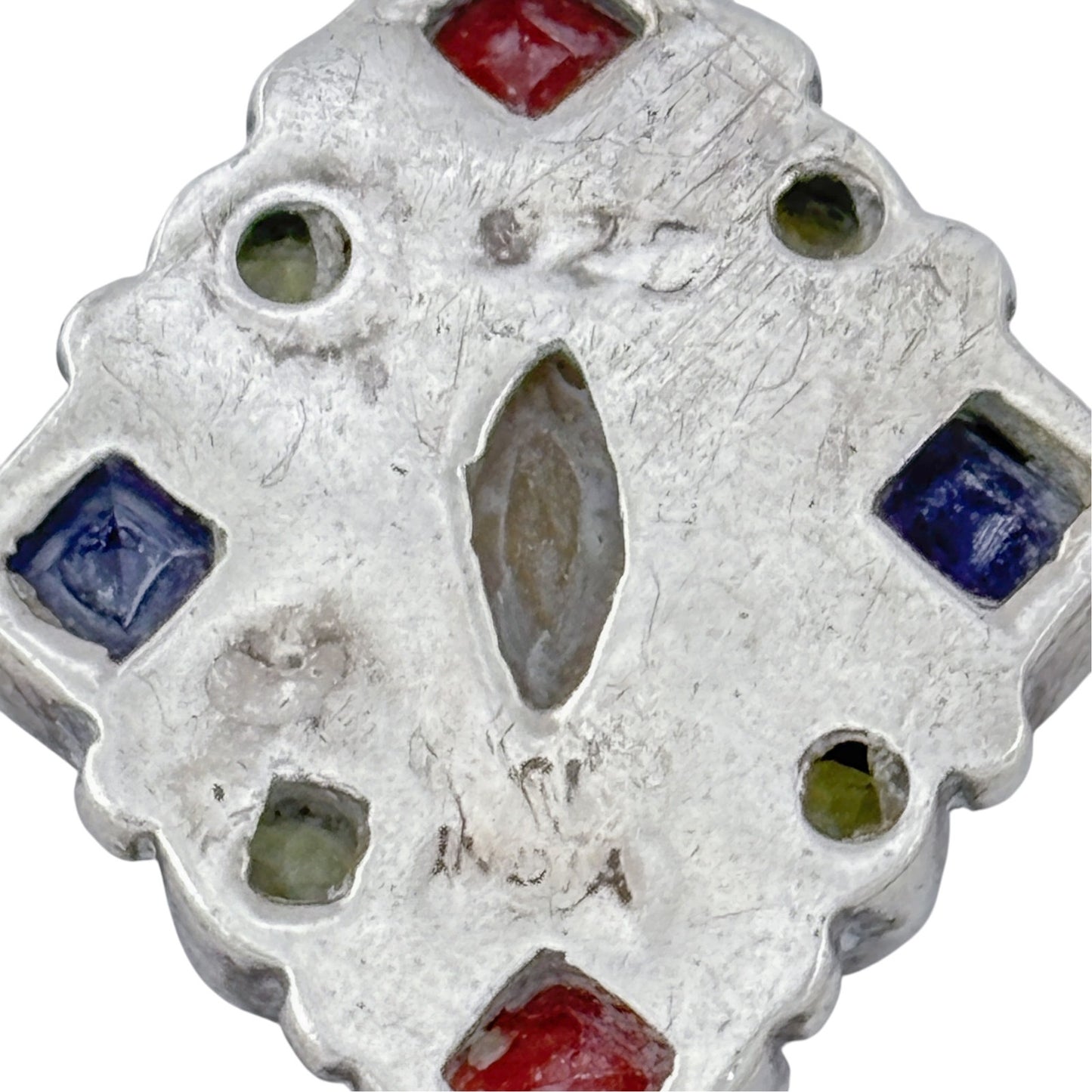 Vintage Sterling Silver 925 Multi Gem Pendant