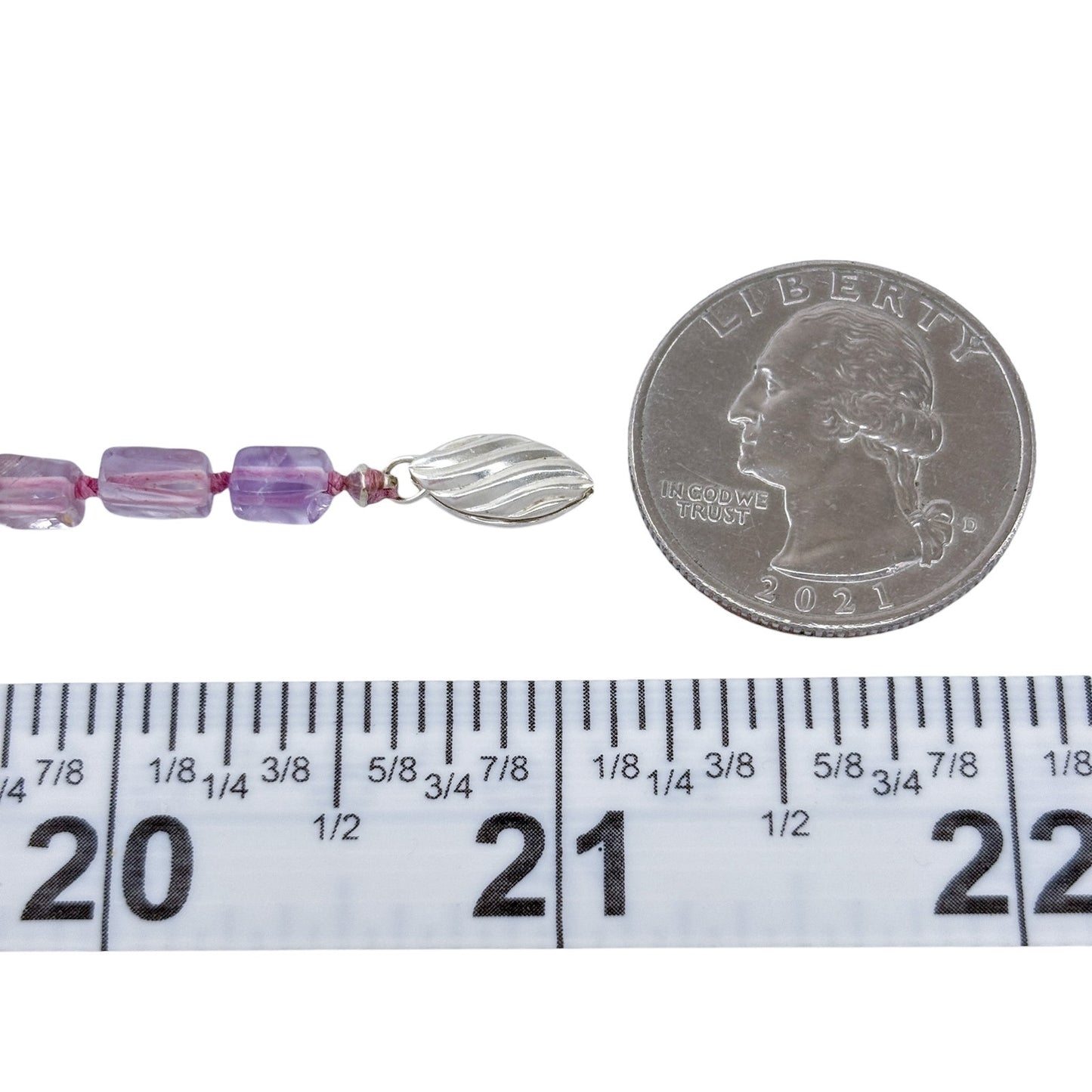 Vintage Sterling Silver 925 Amethyst & Cube Beaded Necklace 21"