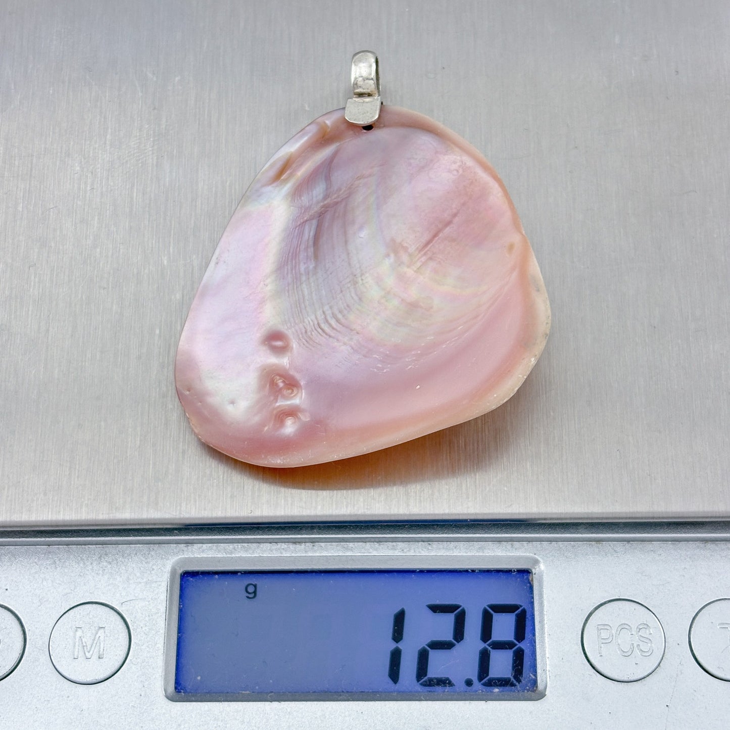 Vintage Sterling Silver 925 Pink Shell Pendant