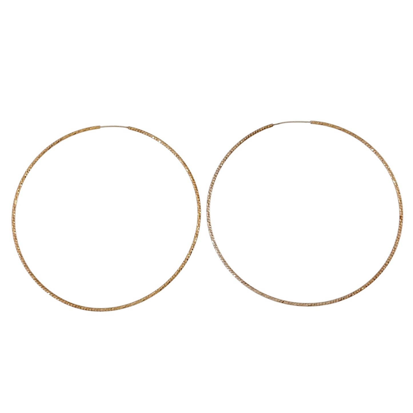 Vintage Dyadema Sterling Silver 925 Gold-Tone Textured Hoop Earrings