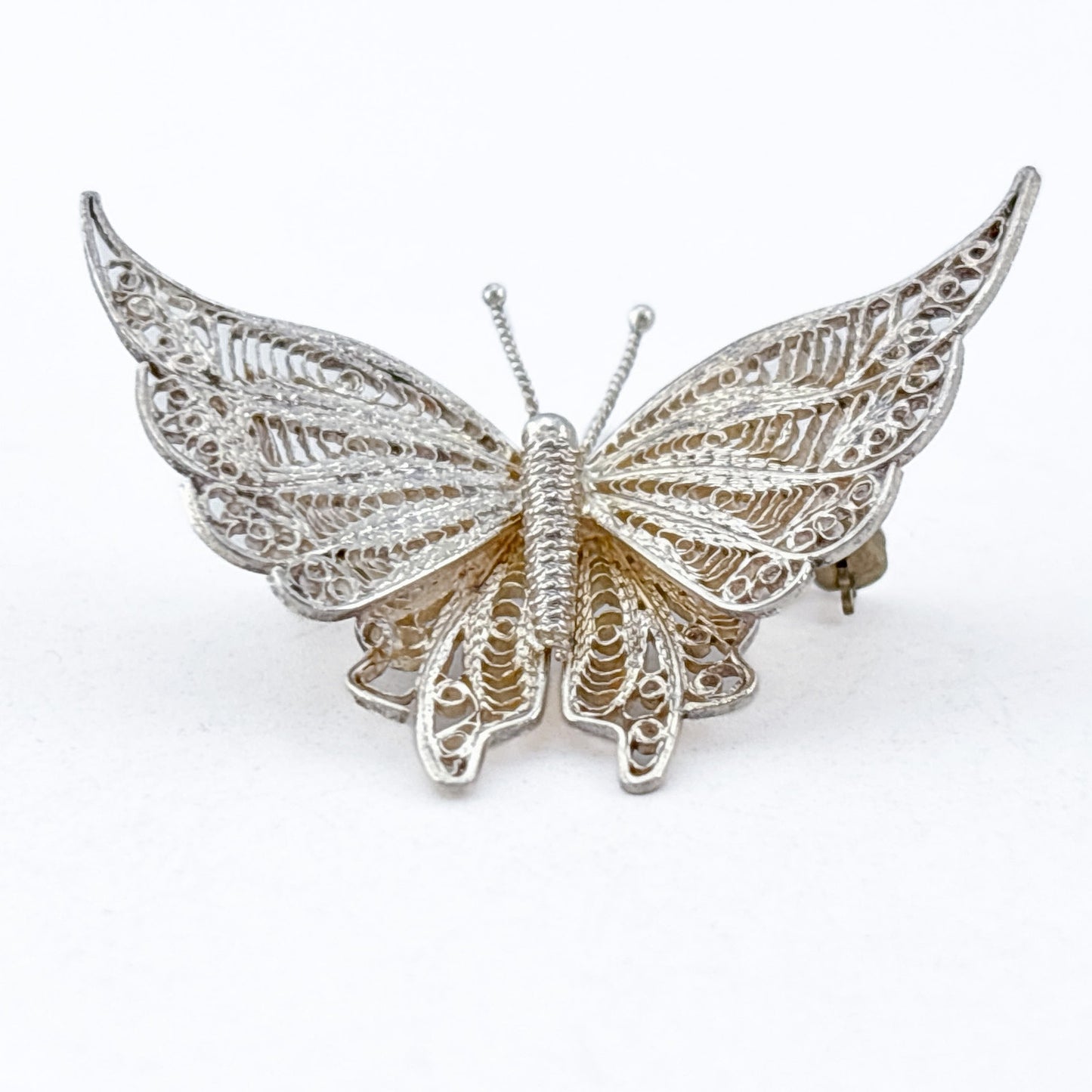 Vintage Sterling Silver 925 Filigree Butterfly Brooch