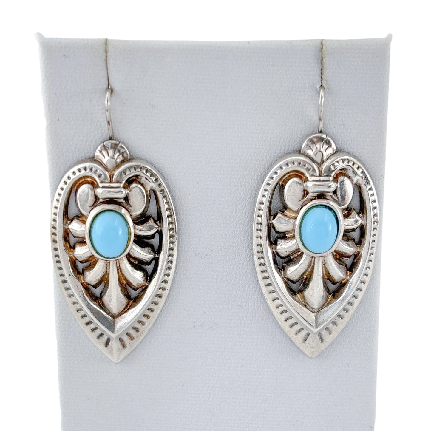 Vintage Tonic Sterling Silver 925 Persian Turquoise Earrings