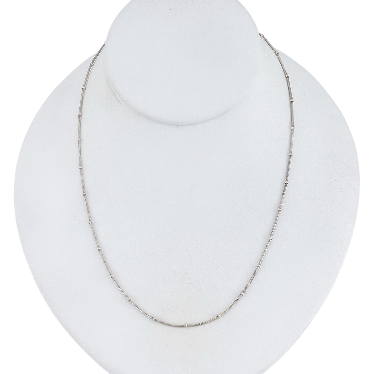 Vintage Italian Sterling Silver 925 Snake Chain Station Necklace 18"