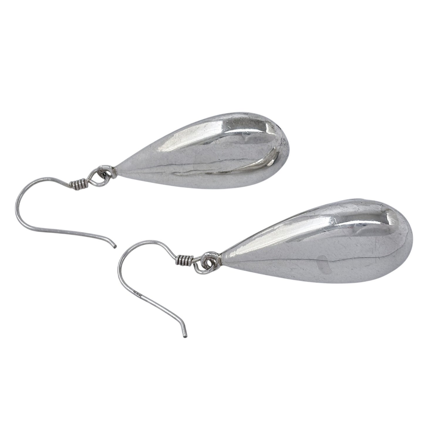 Estate Sterling Silver 925 Black Onyx Teardrop Earrings