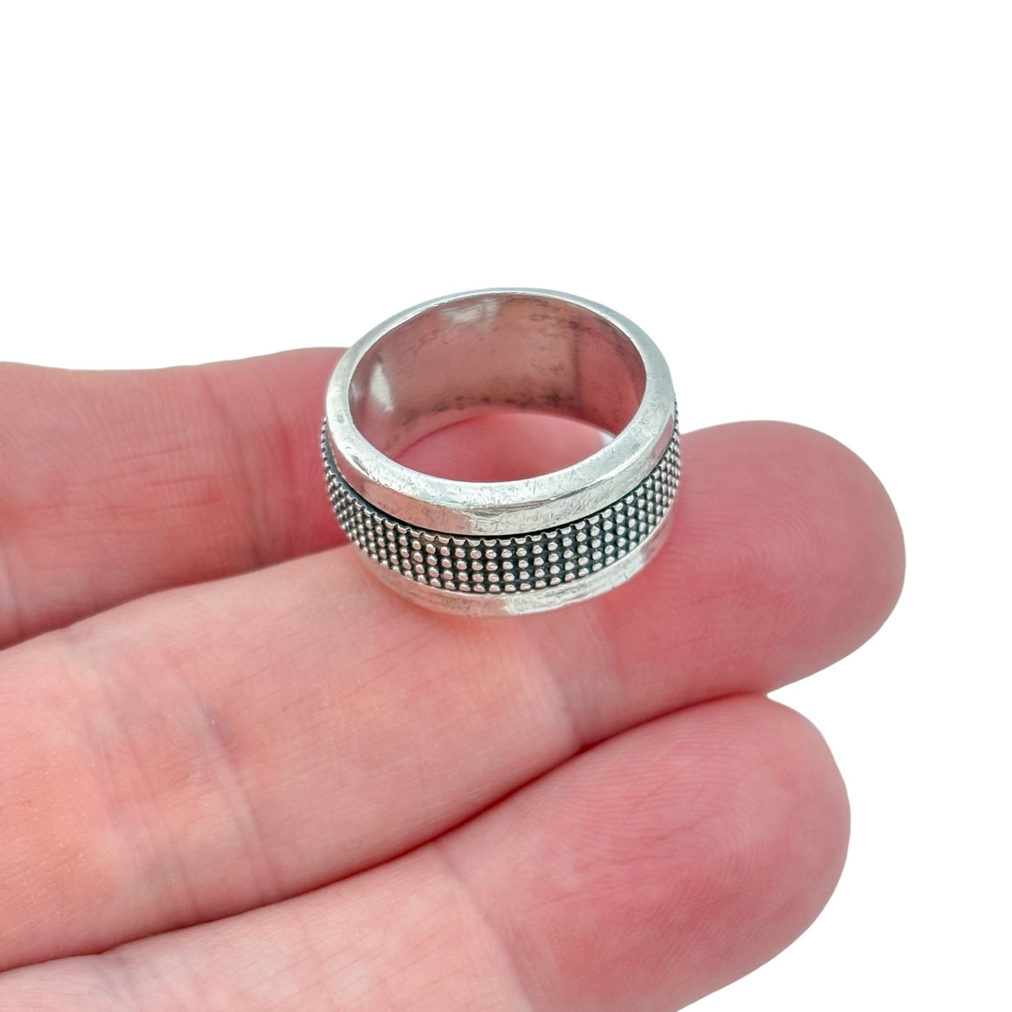 Vintage Mexican Sterling Silver 925 Spinner Fidget Ring Size 9