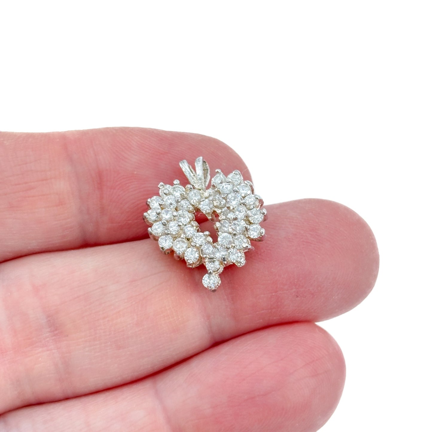 Vintage Sterling Silver 925 Cubic Zirconia Heart Pendant