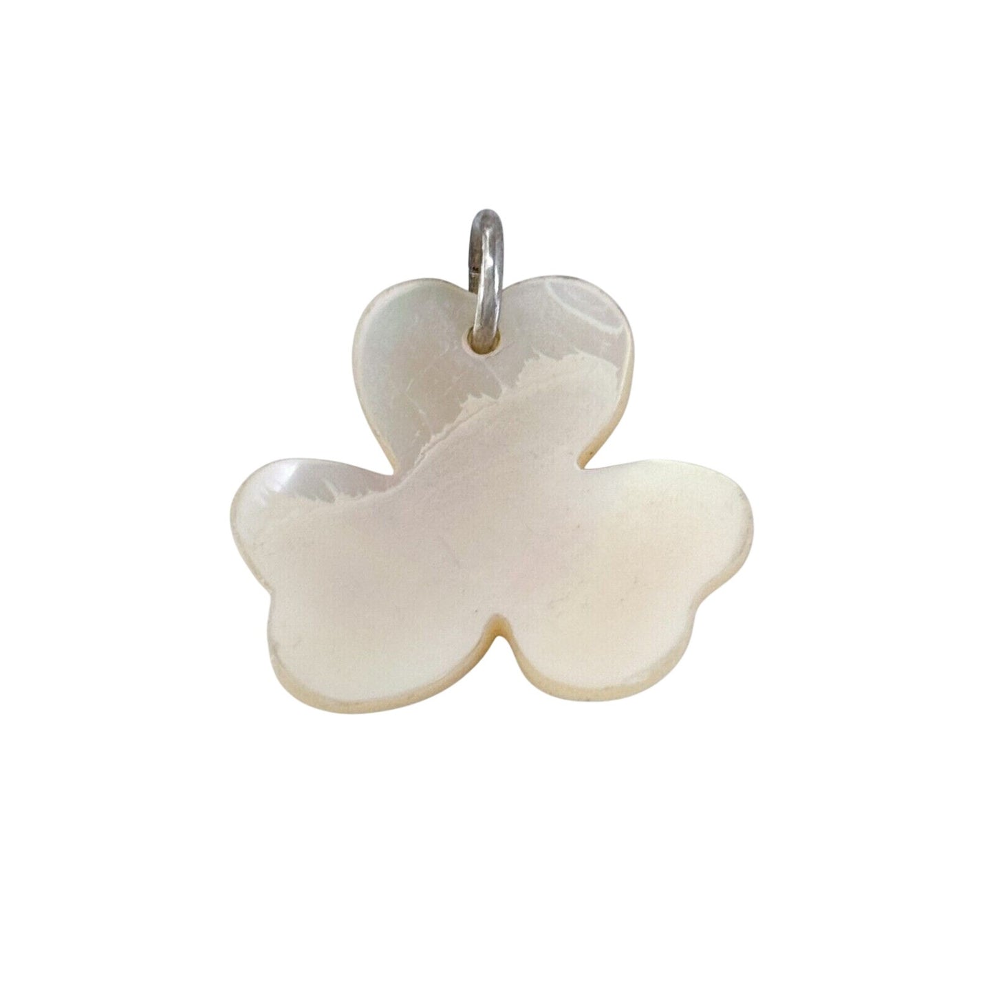 Silver-Tone Mother of Pearl Three-Leaf Clover Pendant