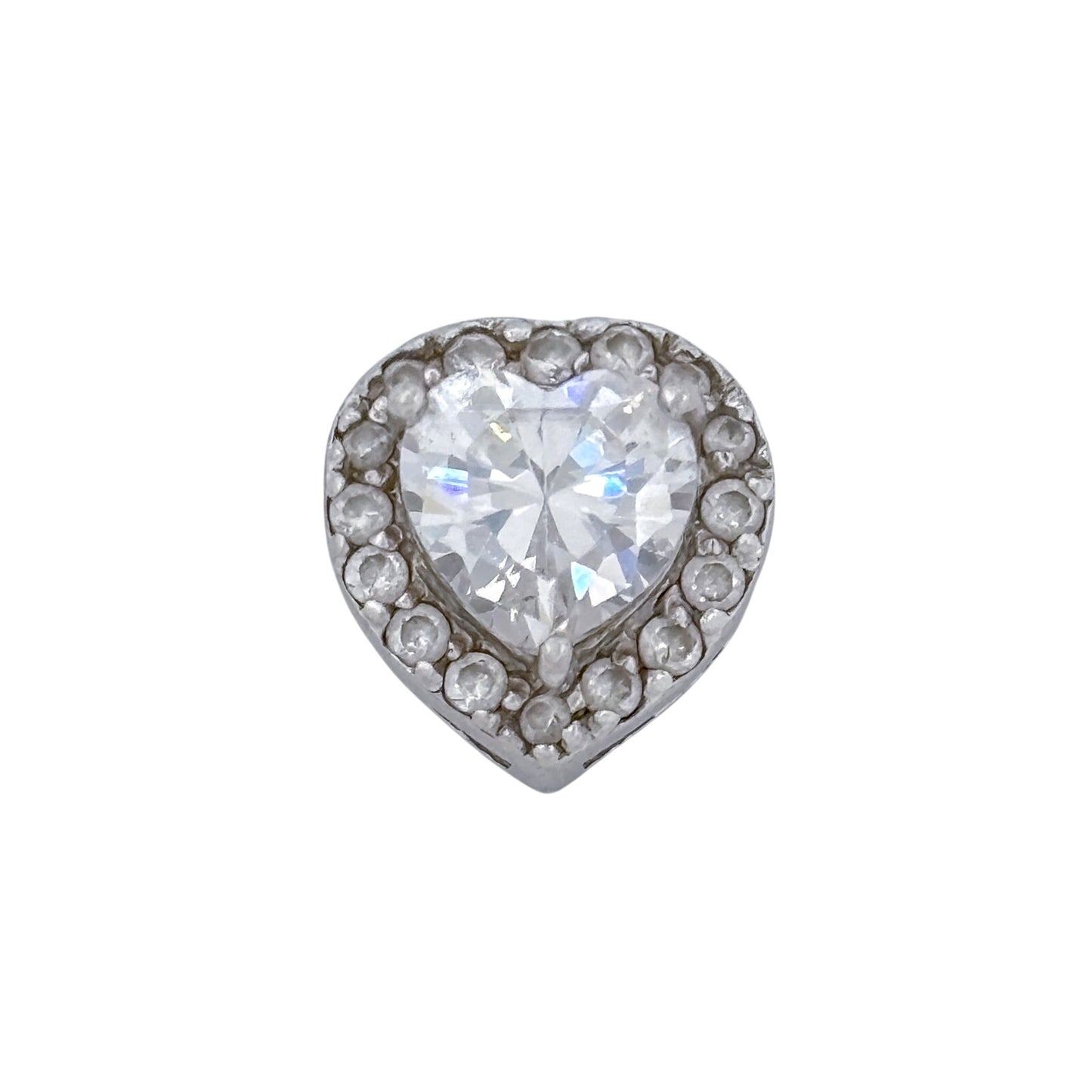 Vintage Sterling Silver 925 Cubic Zirconia Heart Pendant