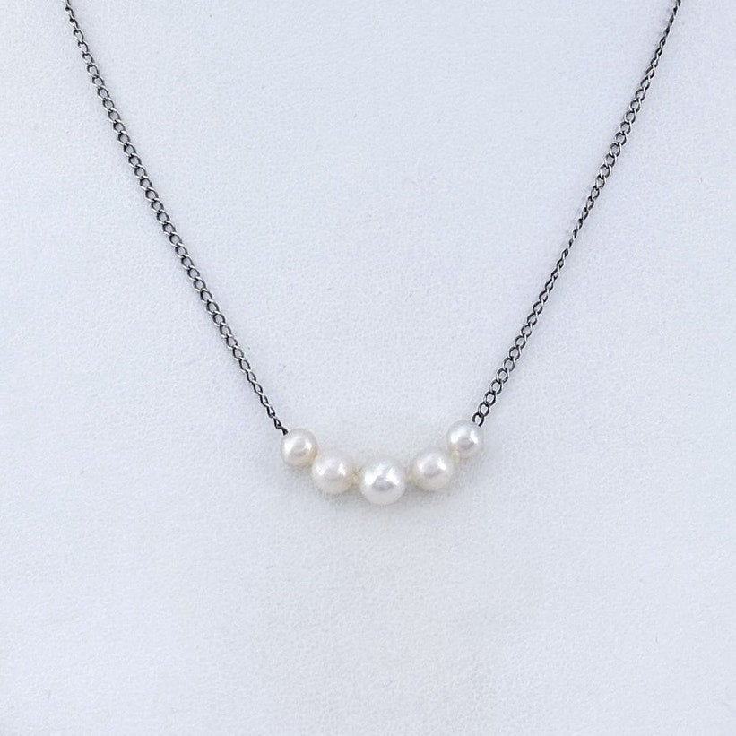 Vintage Sterling Silver 925 Graduated Pearl Necklace 16"