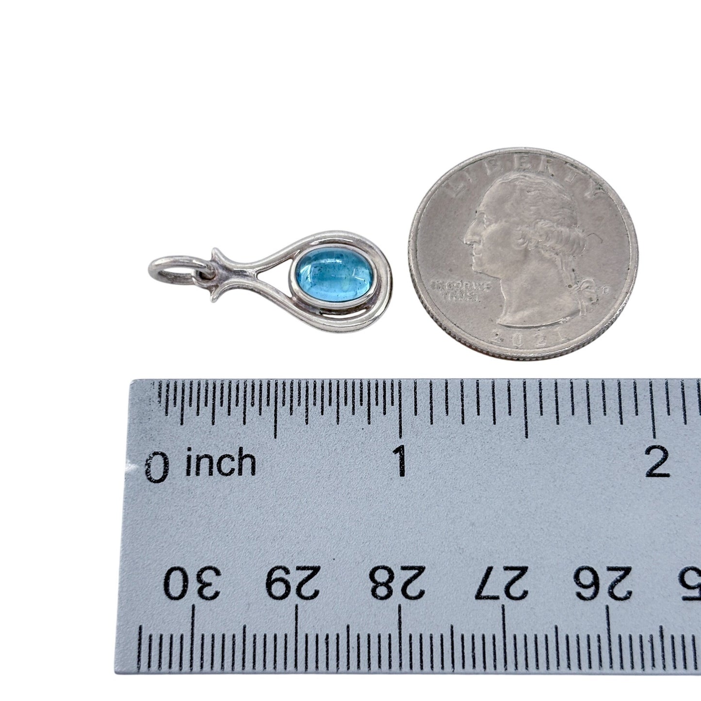 Vintage Sterling Silver 925 Blue Glass Pendant