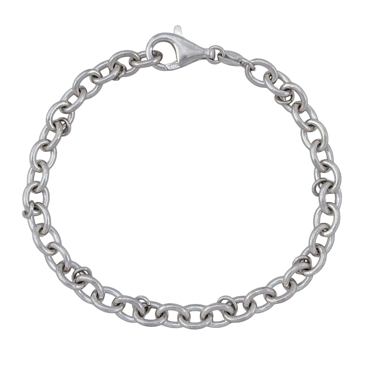 Vintage Sterling Silver 925 Oval Link Charm Bracelet 7.5"