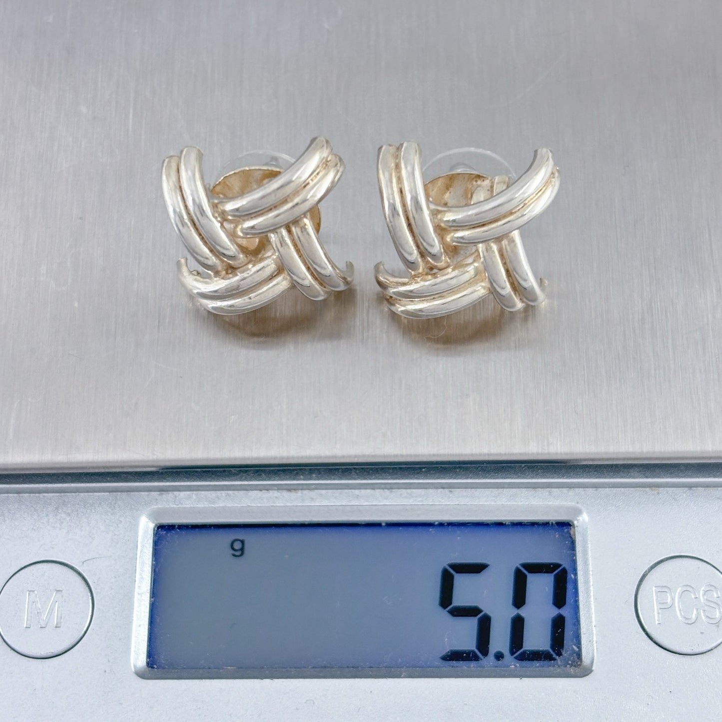 Vintage Sterling Silver 925 Woven Knot Earrings