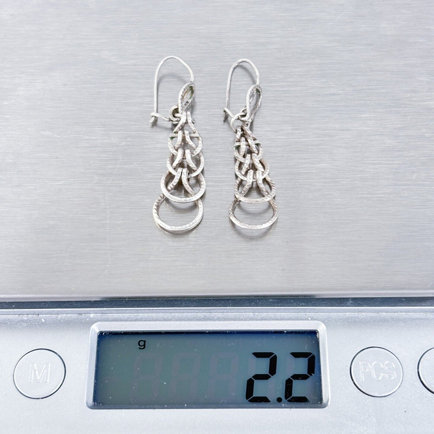 Vintage Silver-Tone Elegant Openwork Design Dangle Earrings