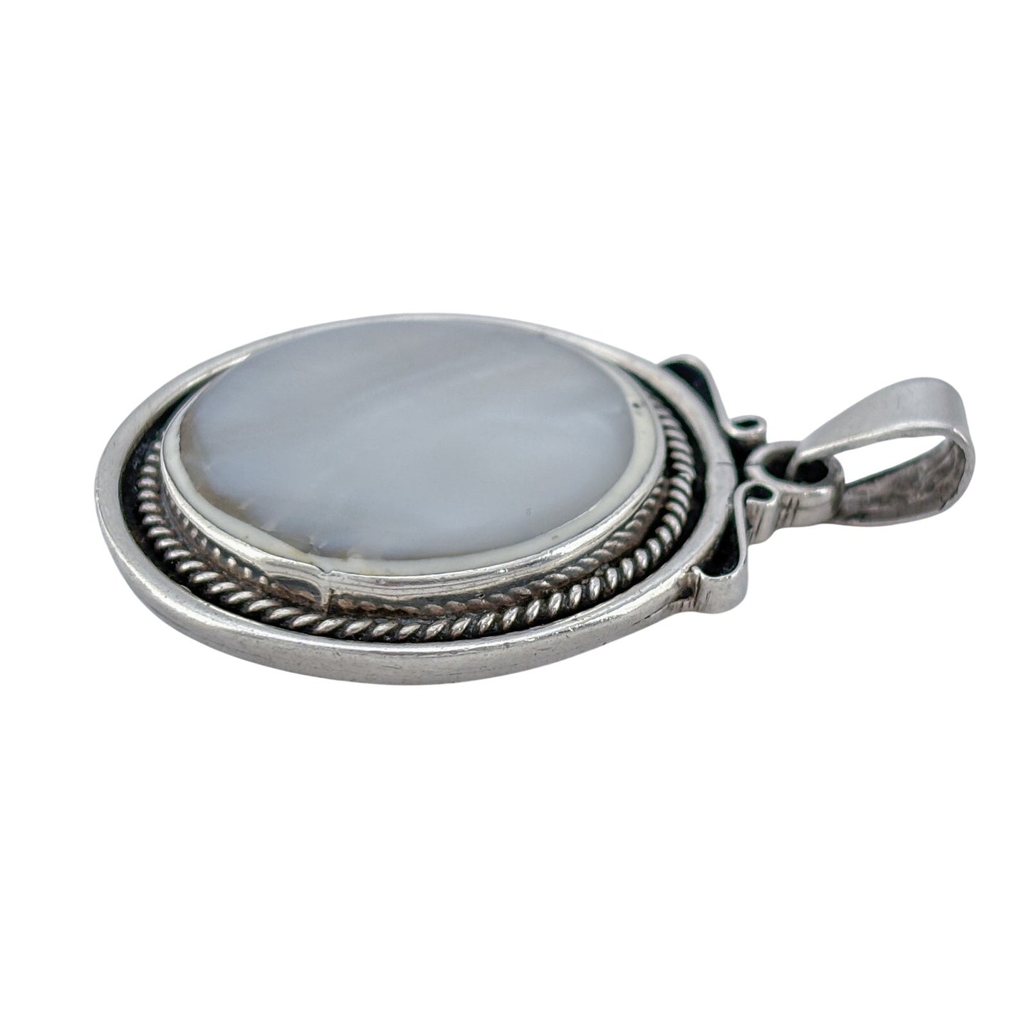 Vintage Mexico Taxco Sterling Silver 925 Mother of Pearl Pendant