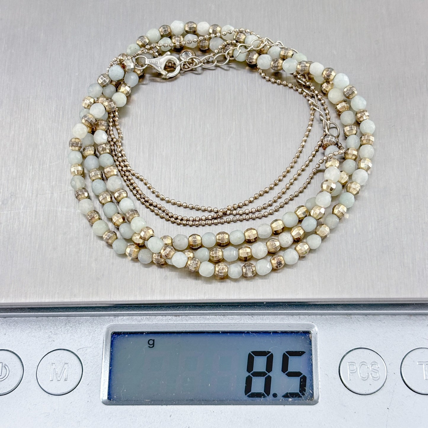 Vintage Sterling Silver 925 Bead Double Strand Necklace 16"-18"