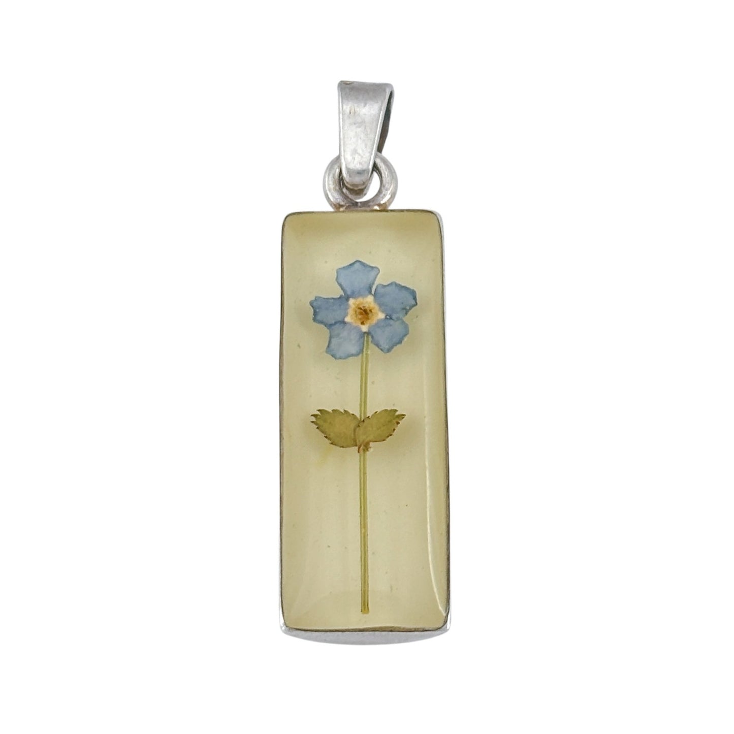 Vintage Sterling Silver 925 Pressed Flower Pendant