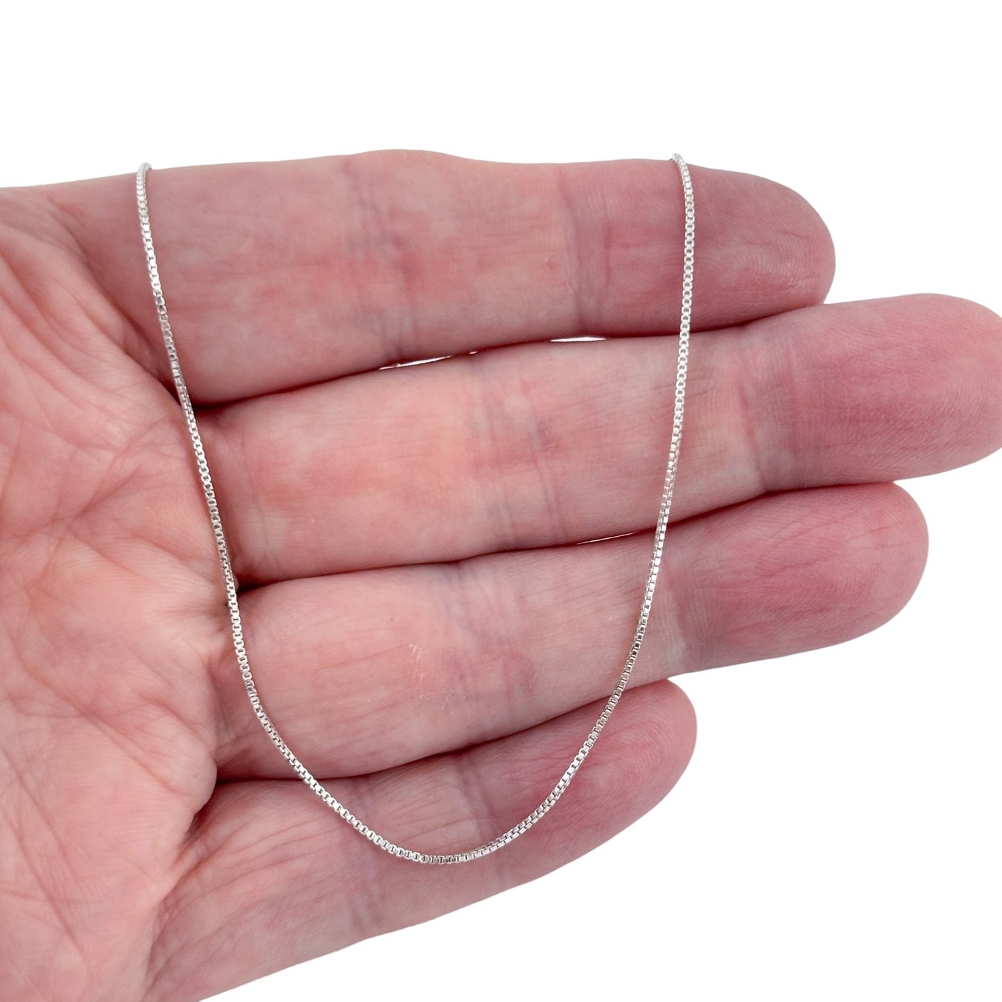 Vintage Sterling Silver 925 Box Link Chain Necklace 18"