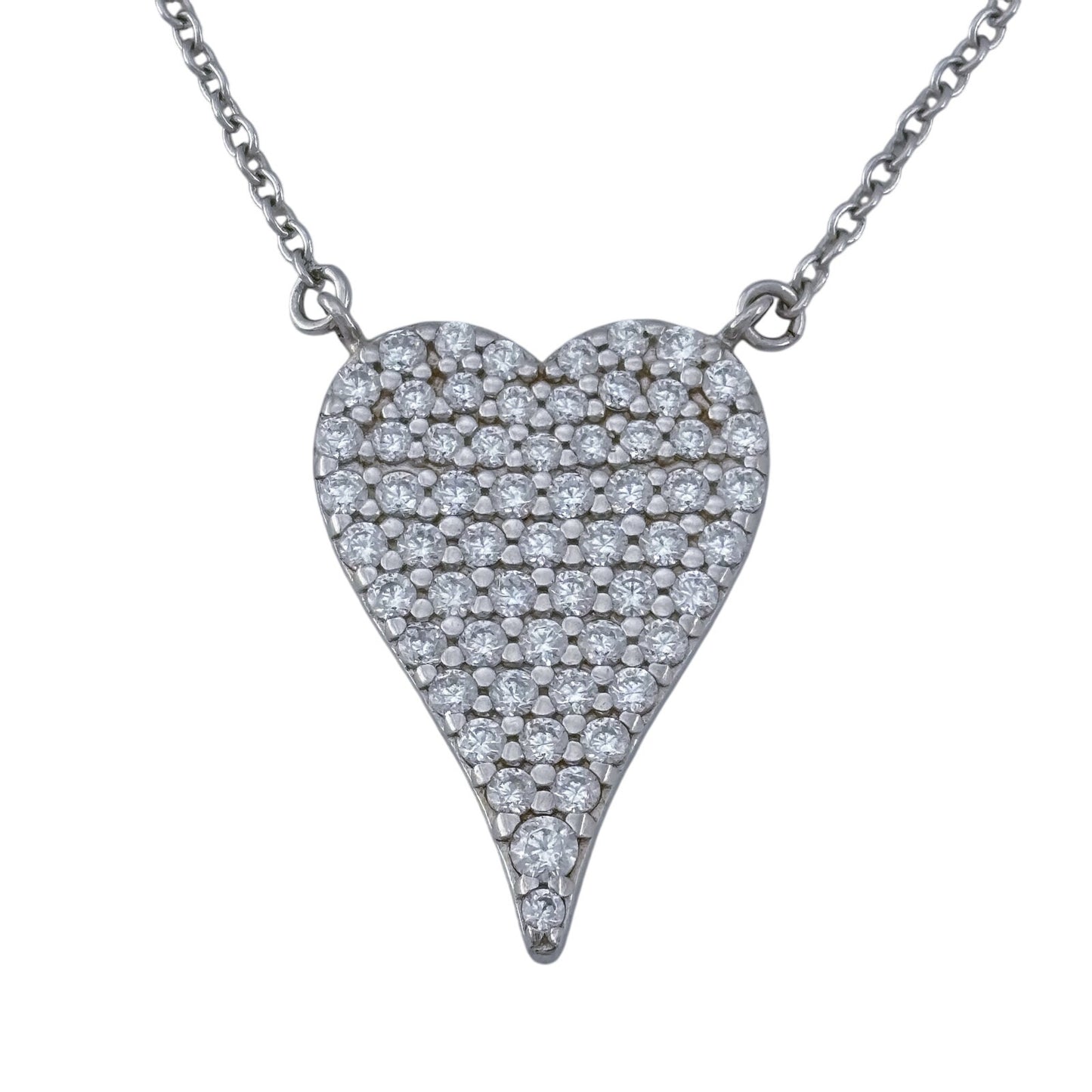 Vintage Sterling Silver 925 Cubic Zirconia Heart Necklace 16"-20"