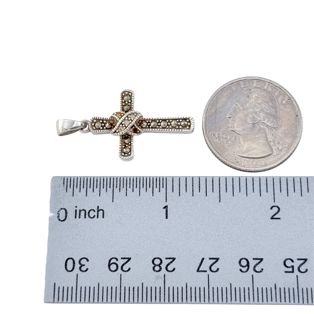 Vintage Sterling Silver 925 Marcasite Cross Pendant