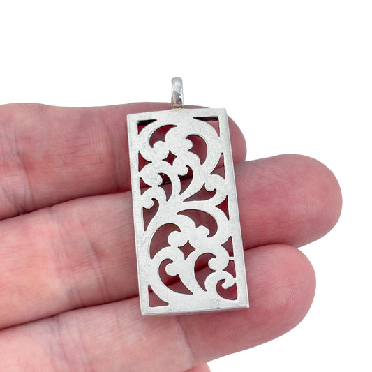 Vintage Sterling Silver 925 Filigree Floral Pendant