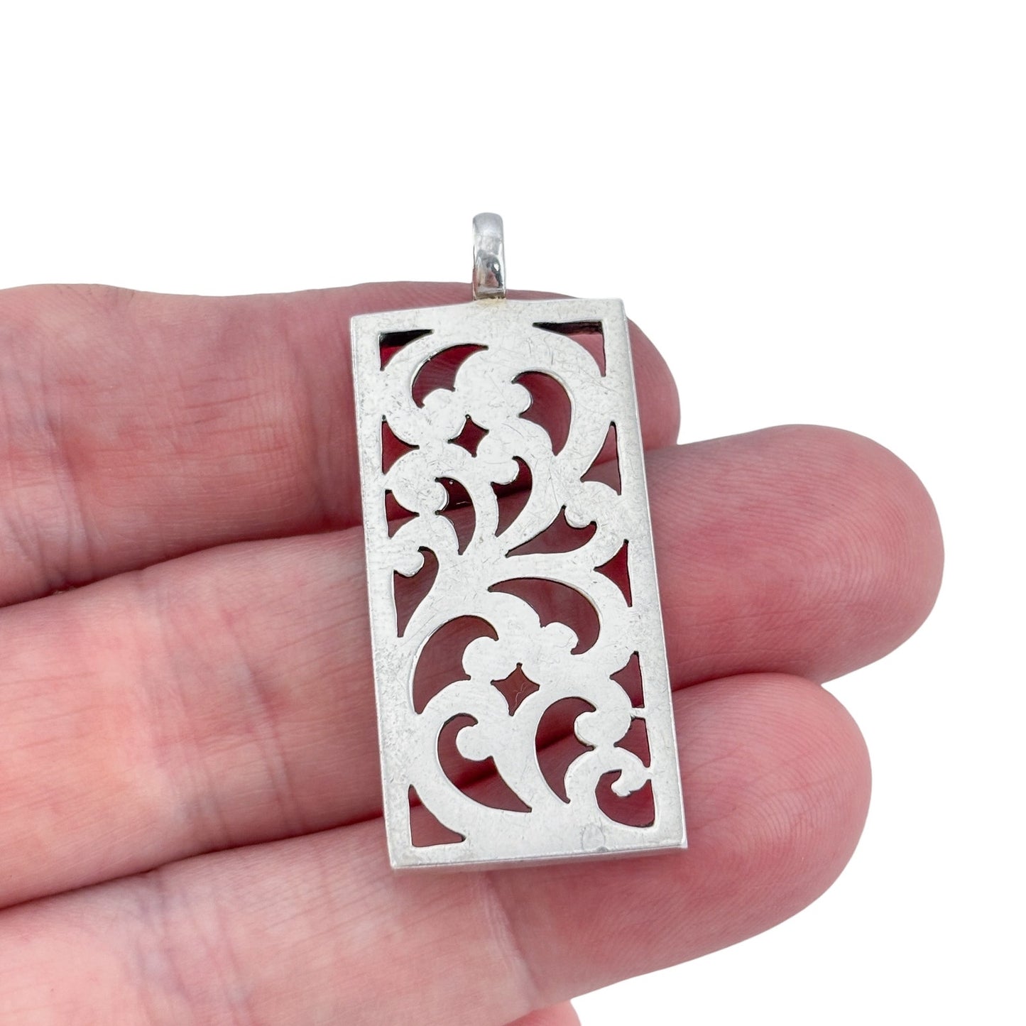Vintage Sterling Silver 925 Filigree Floral Pendant