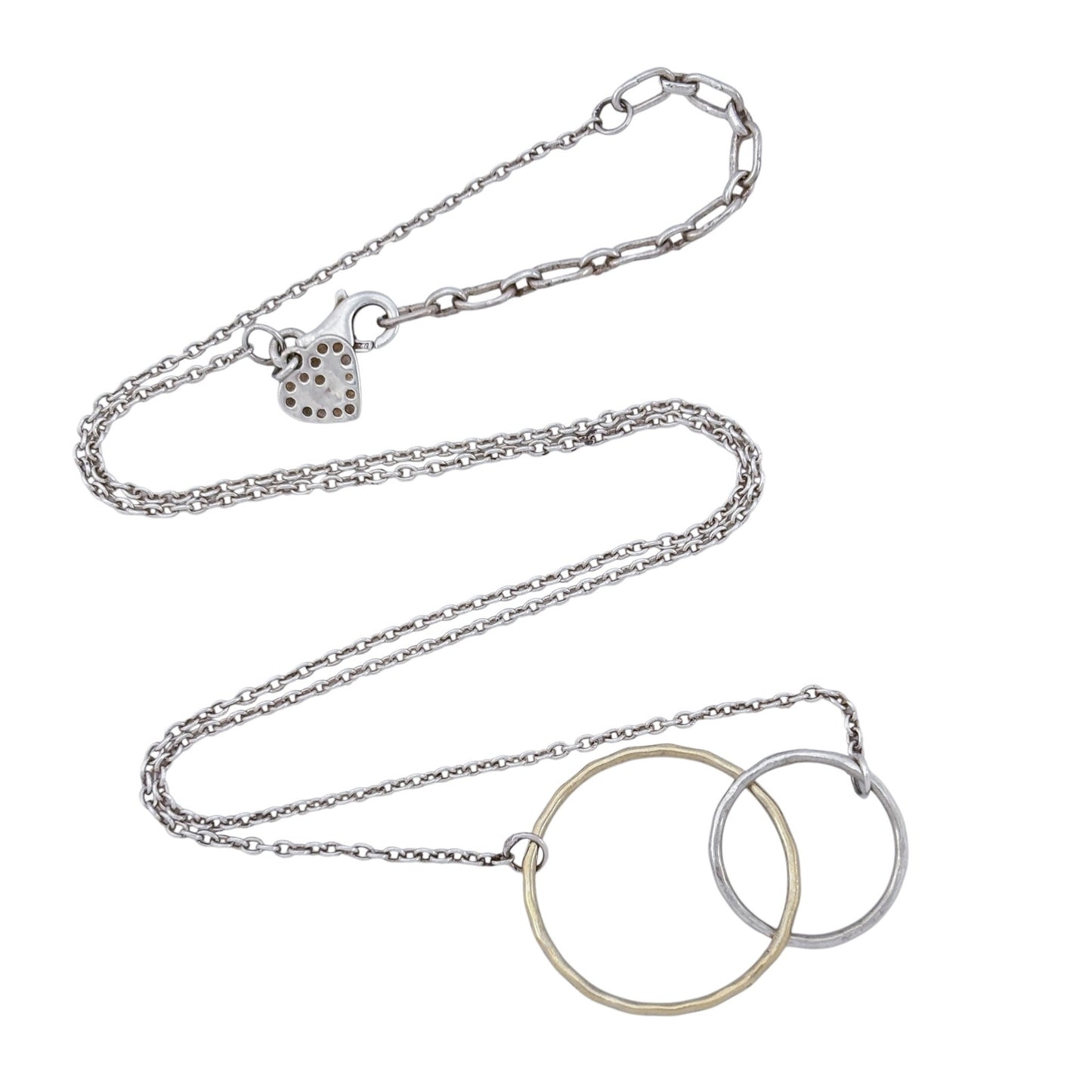 Vintage Sterling Silver 925 Two Tone Interlocking Rings Necklace 18"-20"