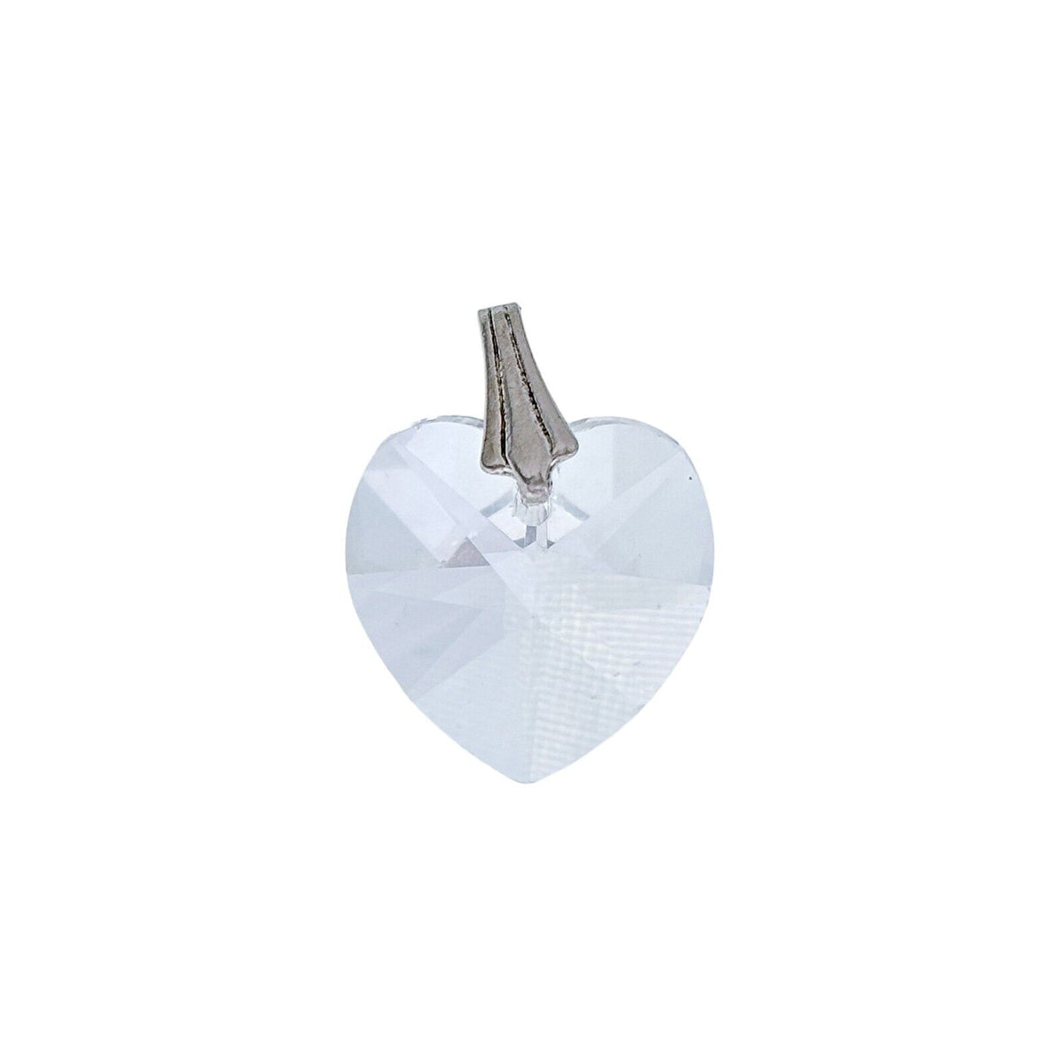 Vintage Sterling Silver 925 Faceted Crystal Heart Pendant