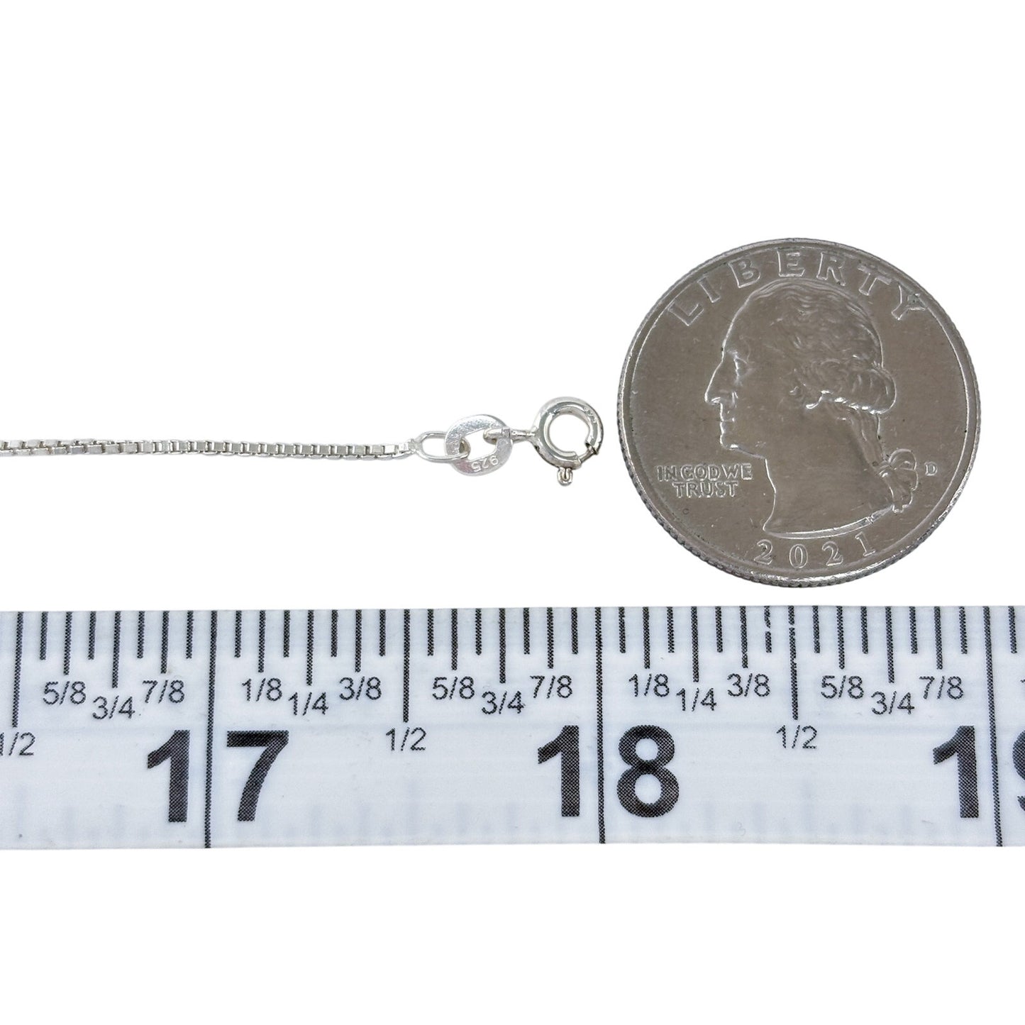 Vintage Sterling Silver 925 Box Chain Necklace 18"