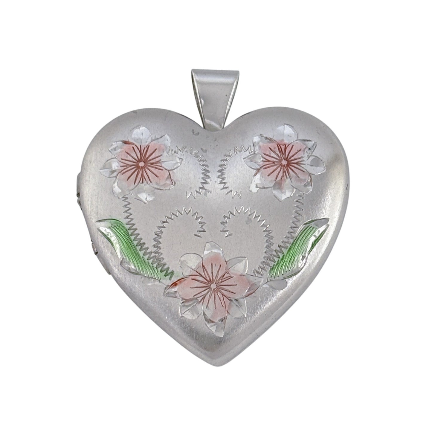 Vintage Sterling Silver 925 Etched Floral Locket Pendant