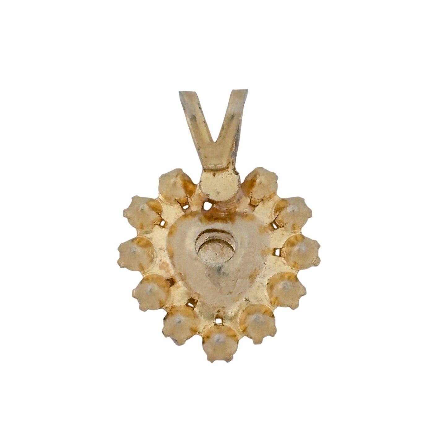 Vintage Gold-Tone Cubic Zirconia Initial B Heart Pendant