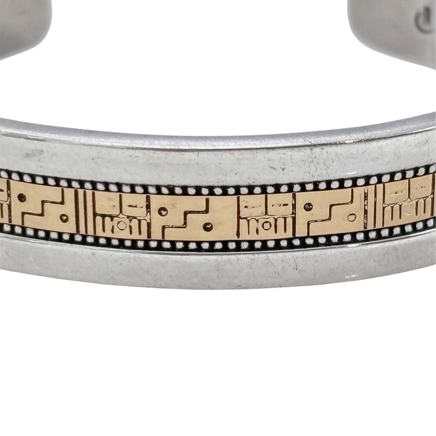 Vintage RMT Roderick Tenorio 14K Gold Sterling Silver Southwestern Cuff 6.75"
