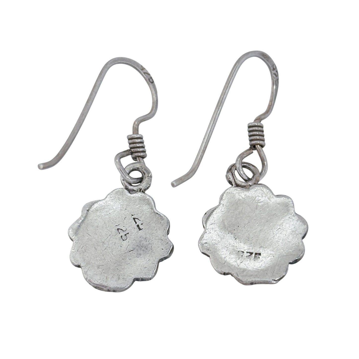 Vintage Sterling Silver 925 Mother of Pearl Flower Drop Earrings