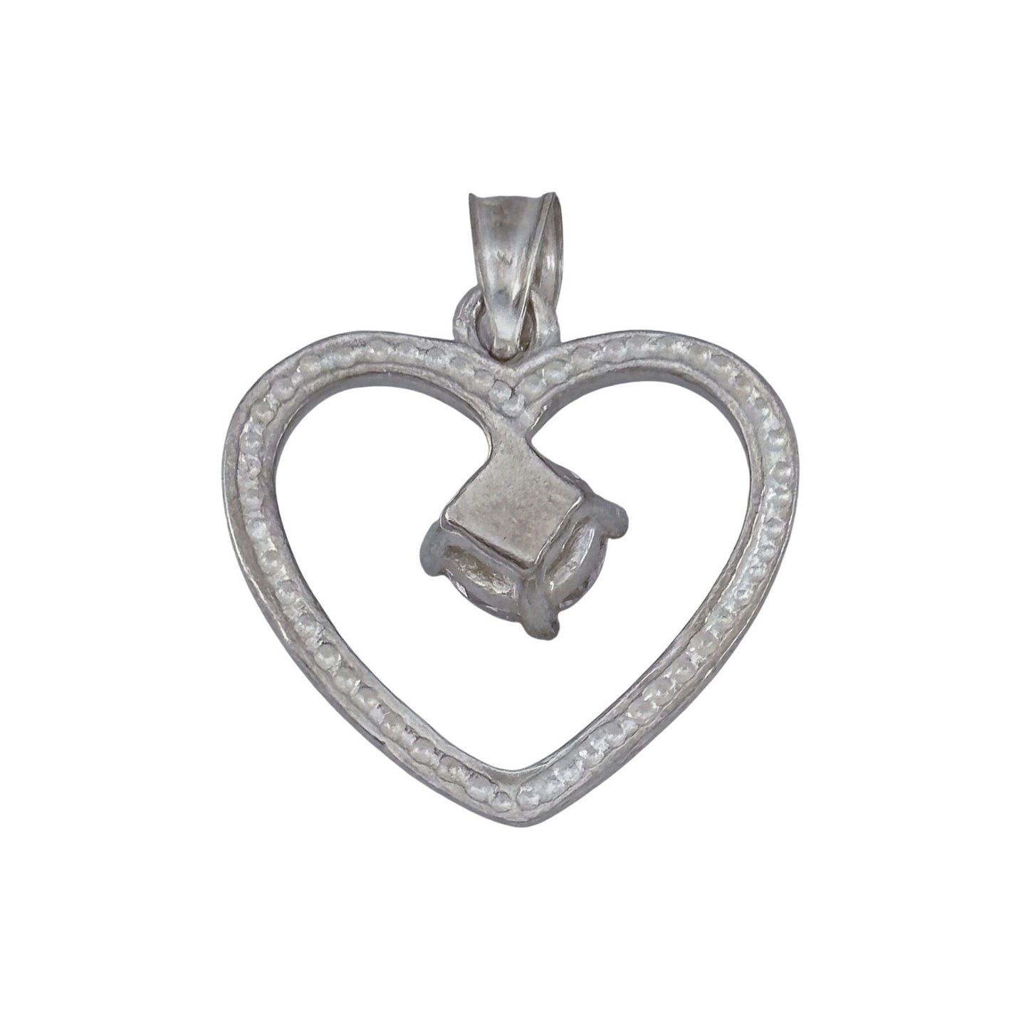 Vintage Sterling Silver 925 Cubic Zirconia Heart Pendant