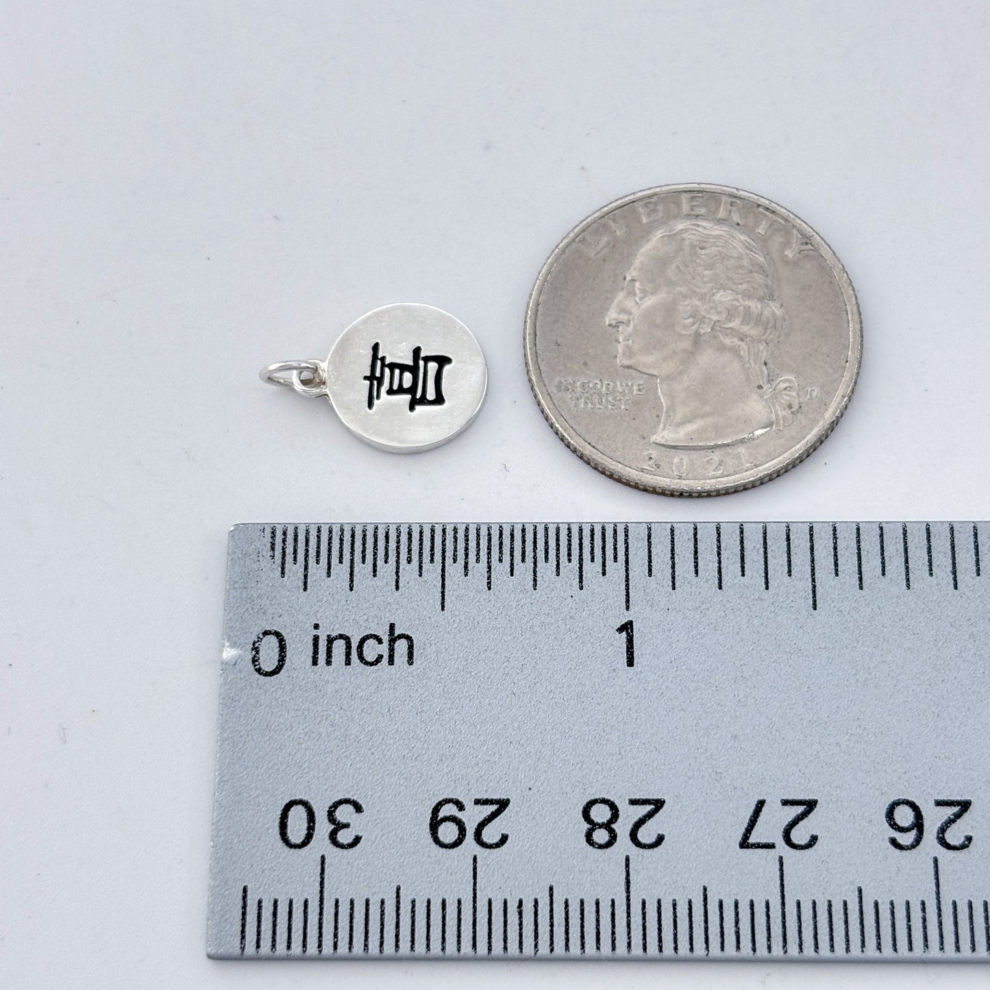 Vintage Sterling Silver 925 Chinese Character Happiness Pendant