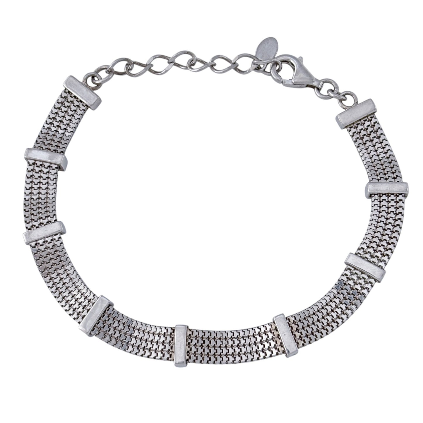 Vintage Sterling Silver 925 Cubic Zirconia Mesh Bracelet 7-8"