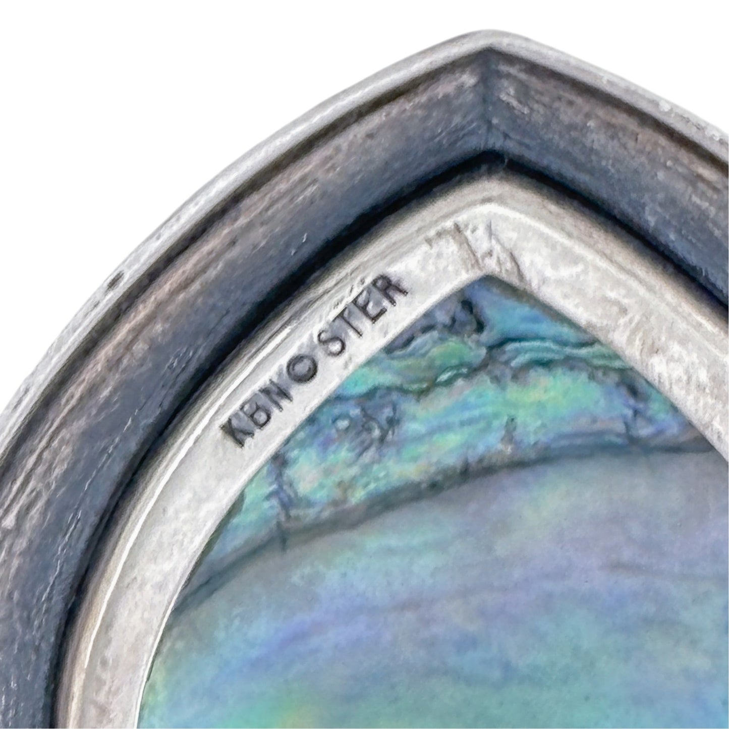 Vintage Sterling Silver 925 Abalone Heart Pendant