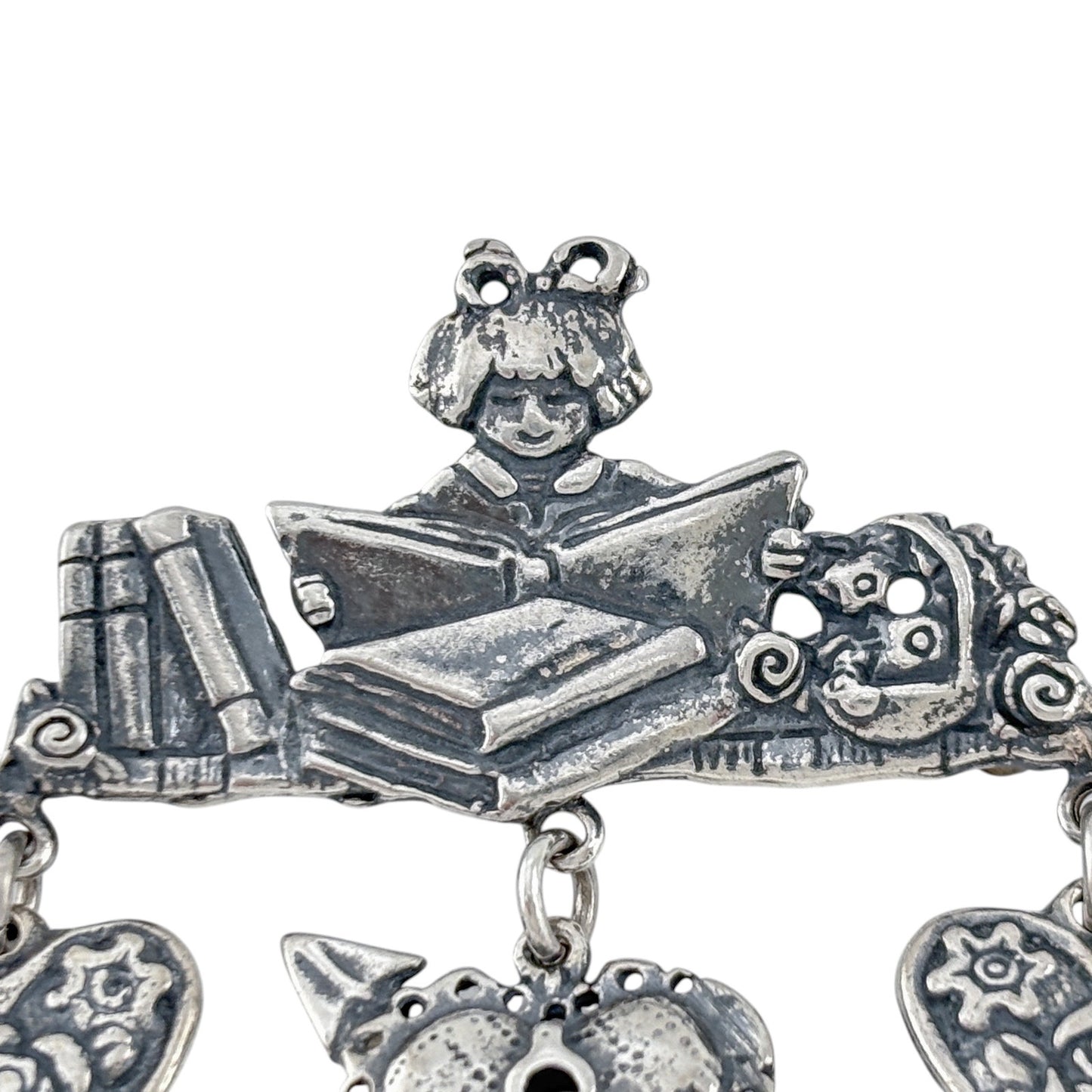 Vintage Sterling Silver 925 Mary Engelbreit Reading Brooch