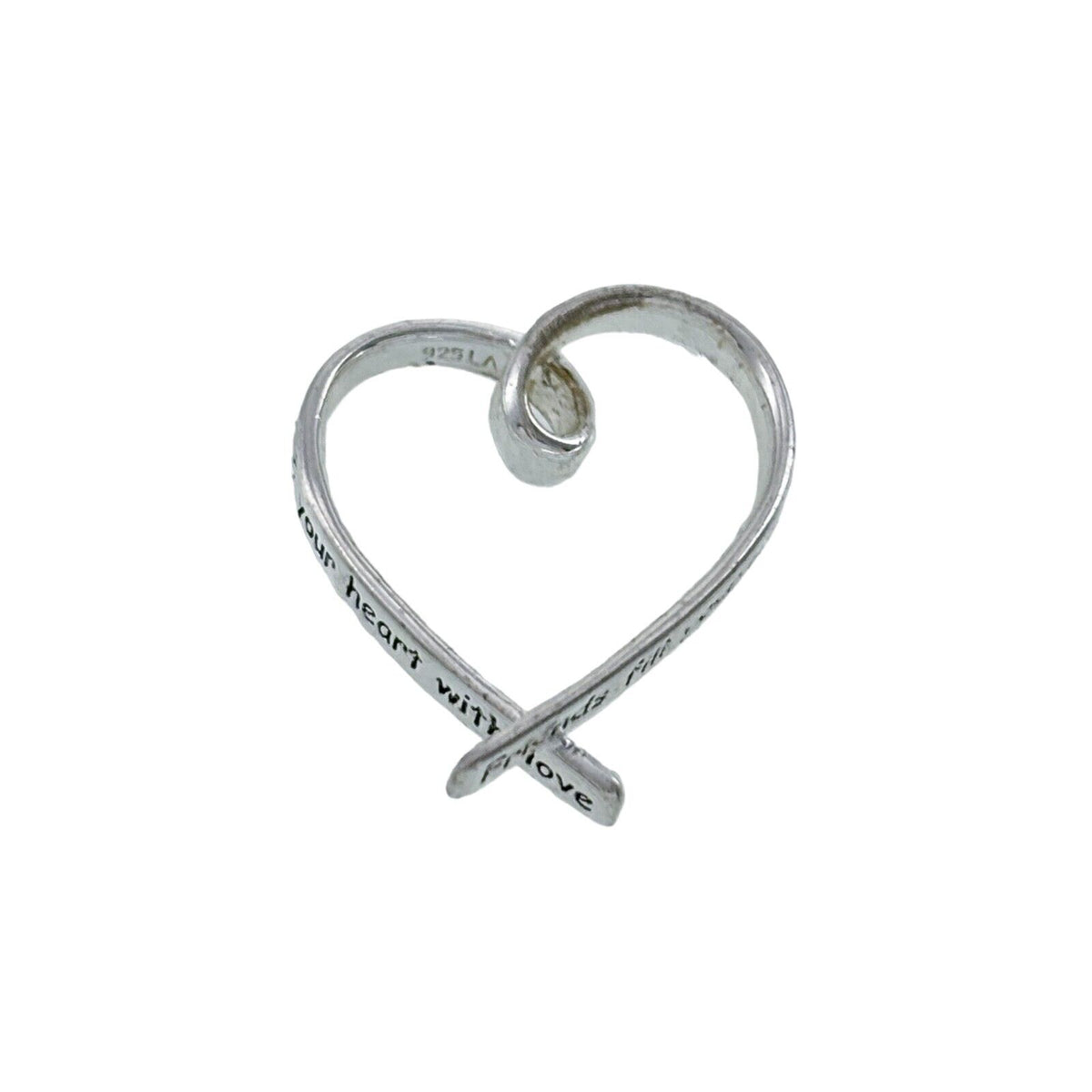 Vintage Sterling Silver 925 Twisted Heart Friend Quote Pendant