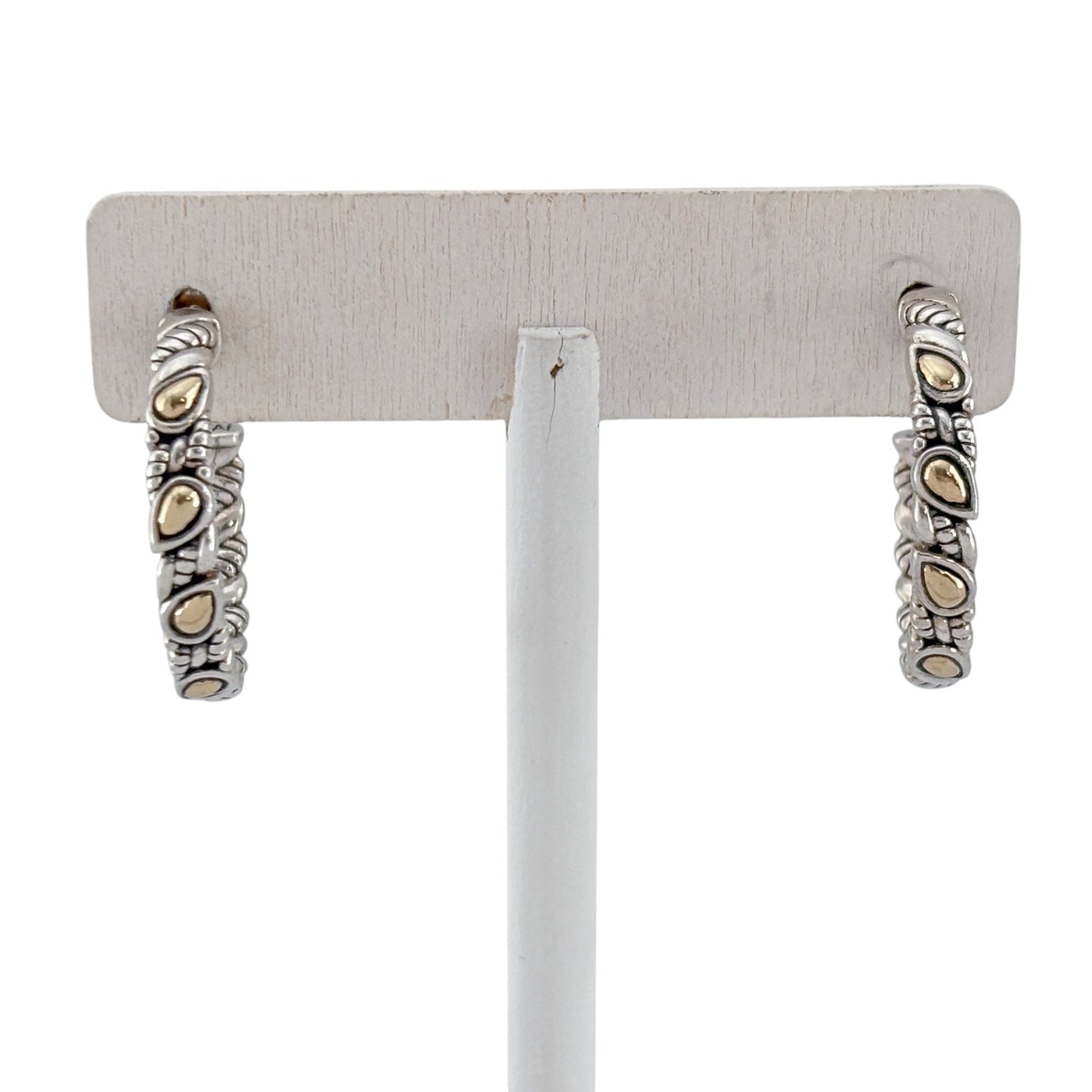 Vintage JAI John Hardy Sterling Silver 925 14K Yellow Gold Twisted Hoop Earrings