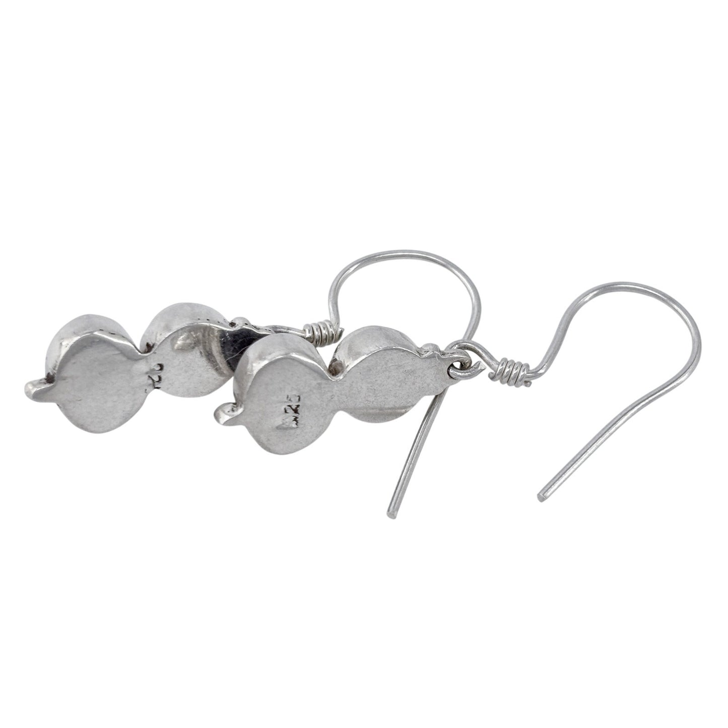 Estate Sterling Silver 925 Amethyst Glass Dangle Earrings