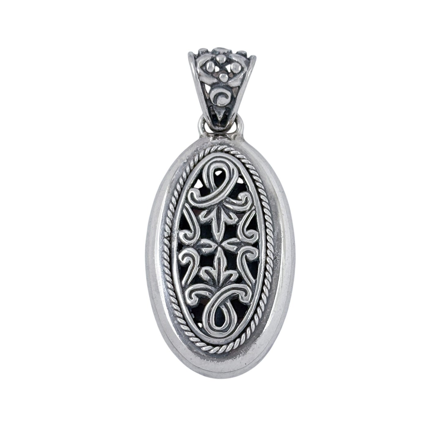 Vintage Sterling Silver 925 Filigree Oval Pendant