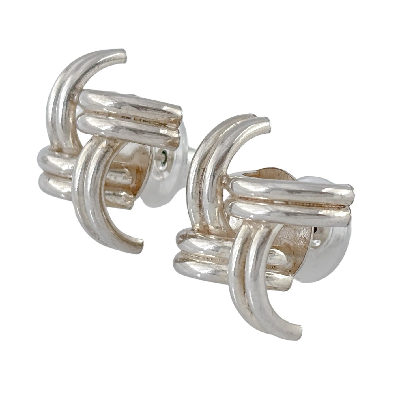 Vintage Sterling Silver 925 Woven Knot Earrings