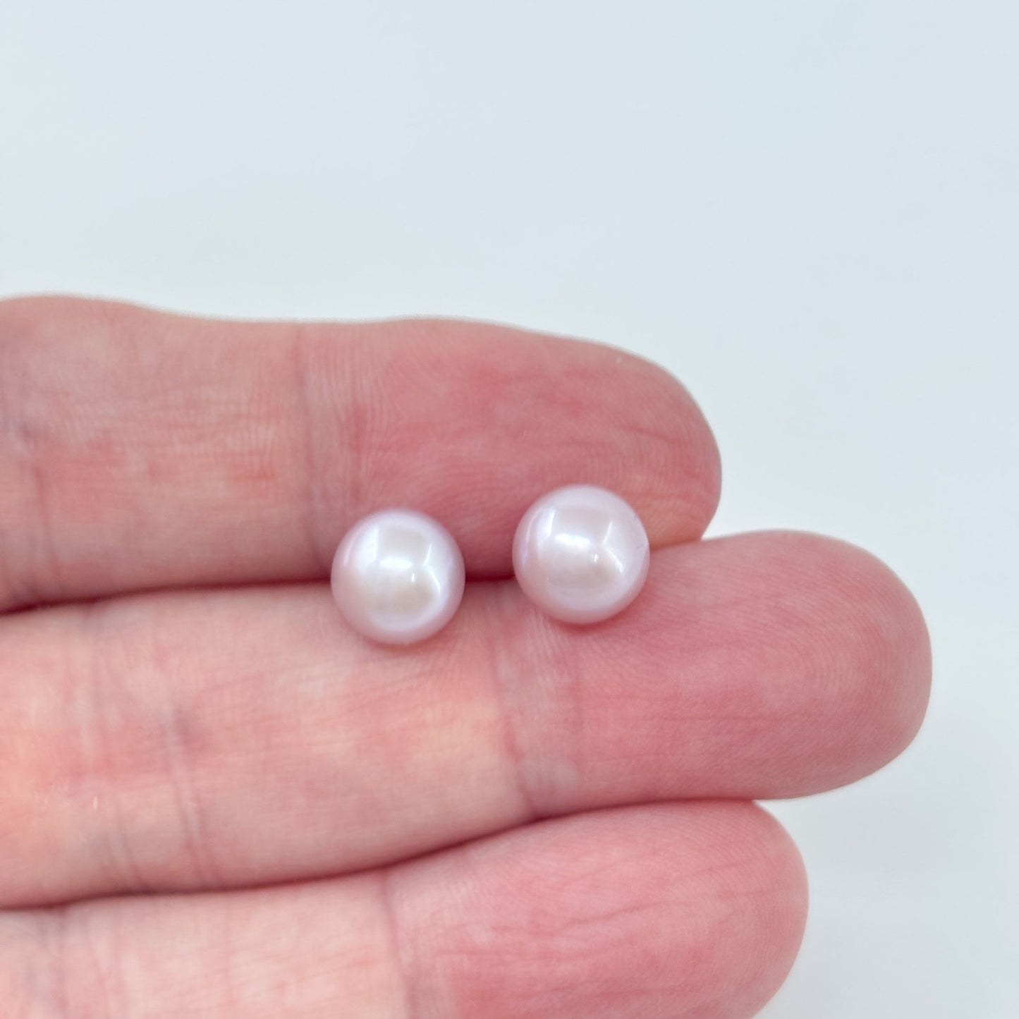 Vintage Sterling Silver 925 Purple Pearl Stud Earrings