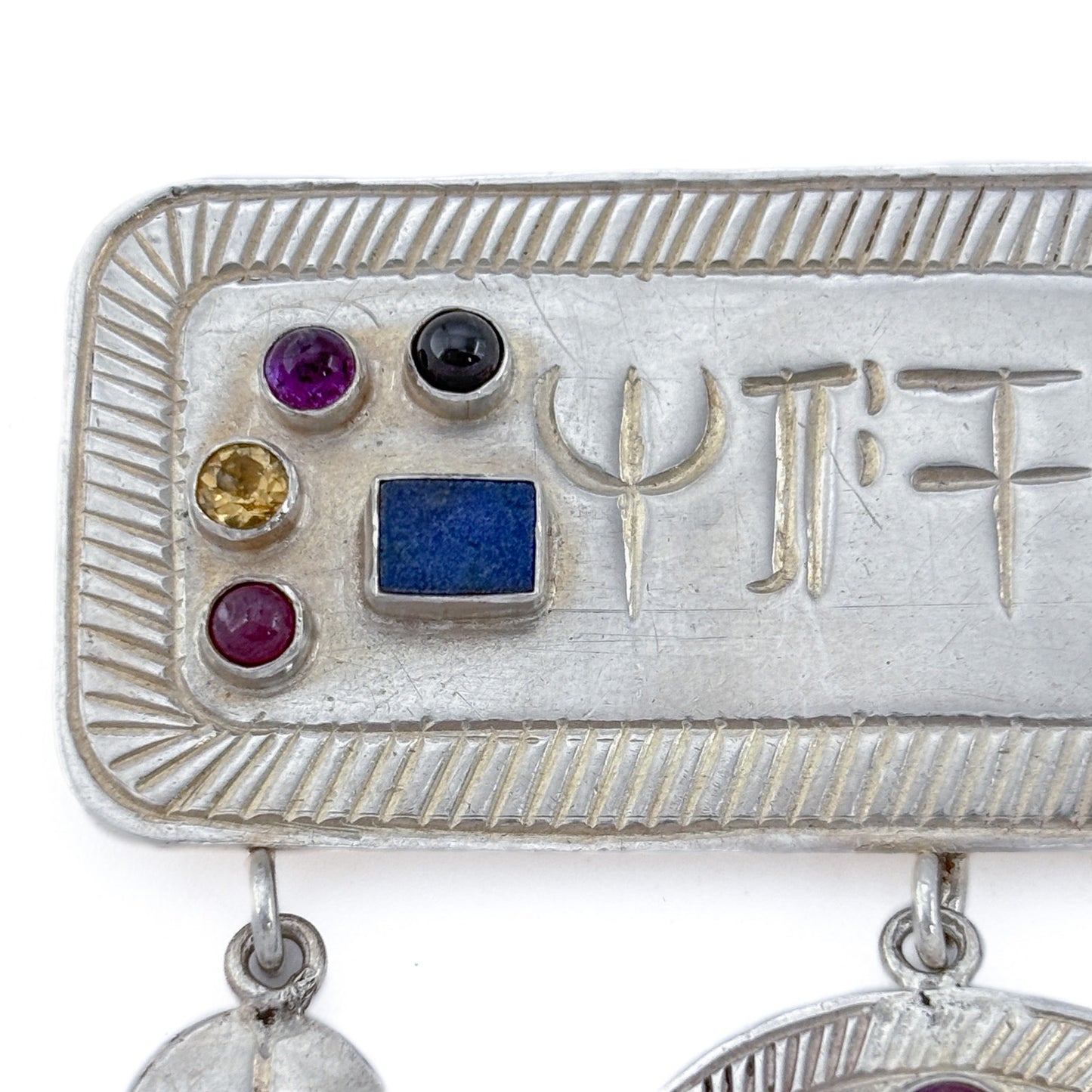 Vintage Sterling Silver 925 Gemstone Symbol Pendant Brooch