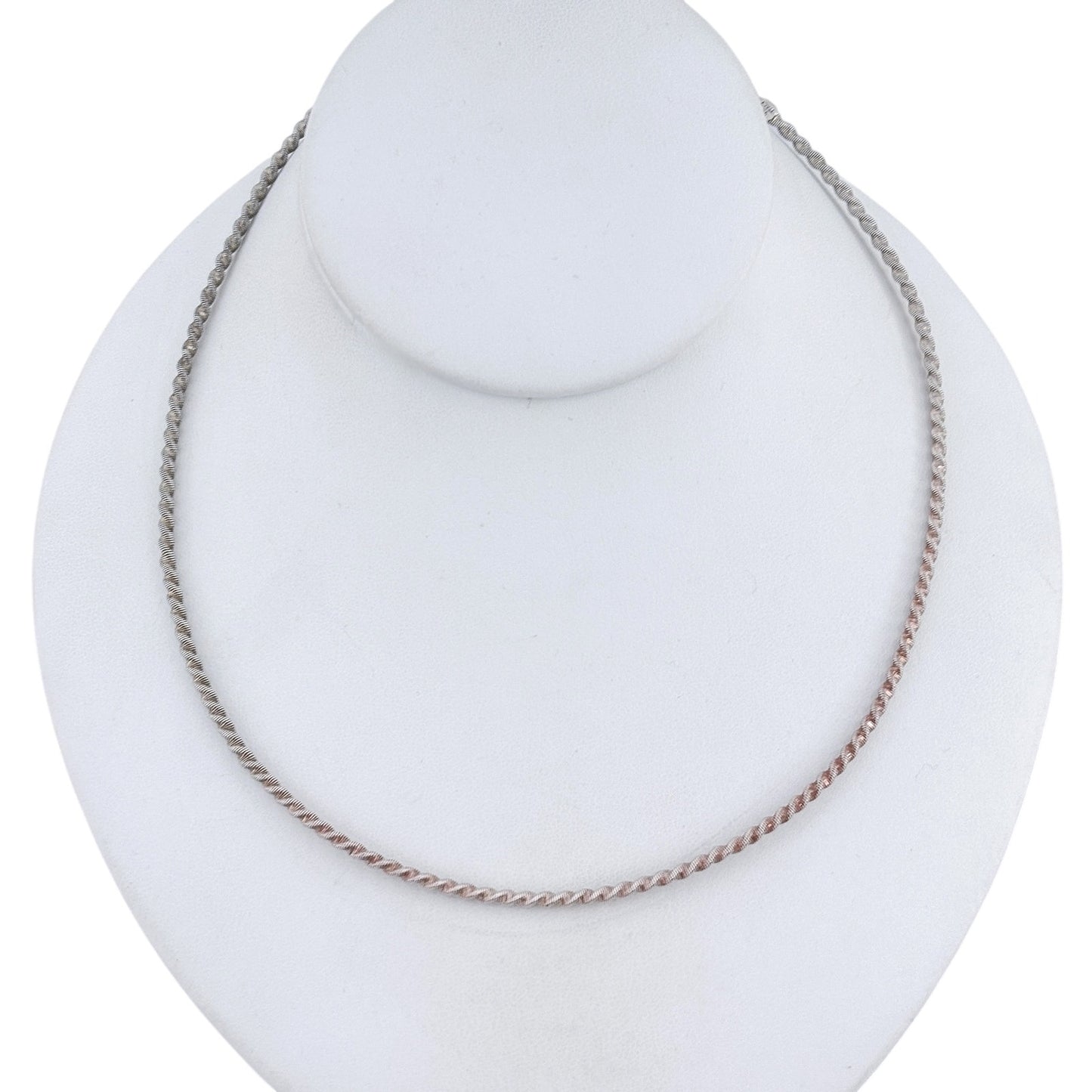 Vintage Italy Sterling Silver 925 Twisted Chain Necklace 16"-18"