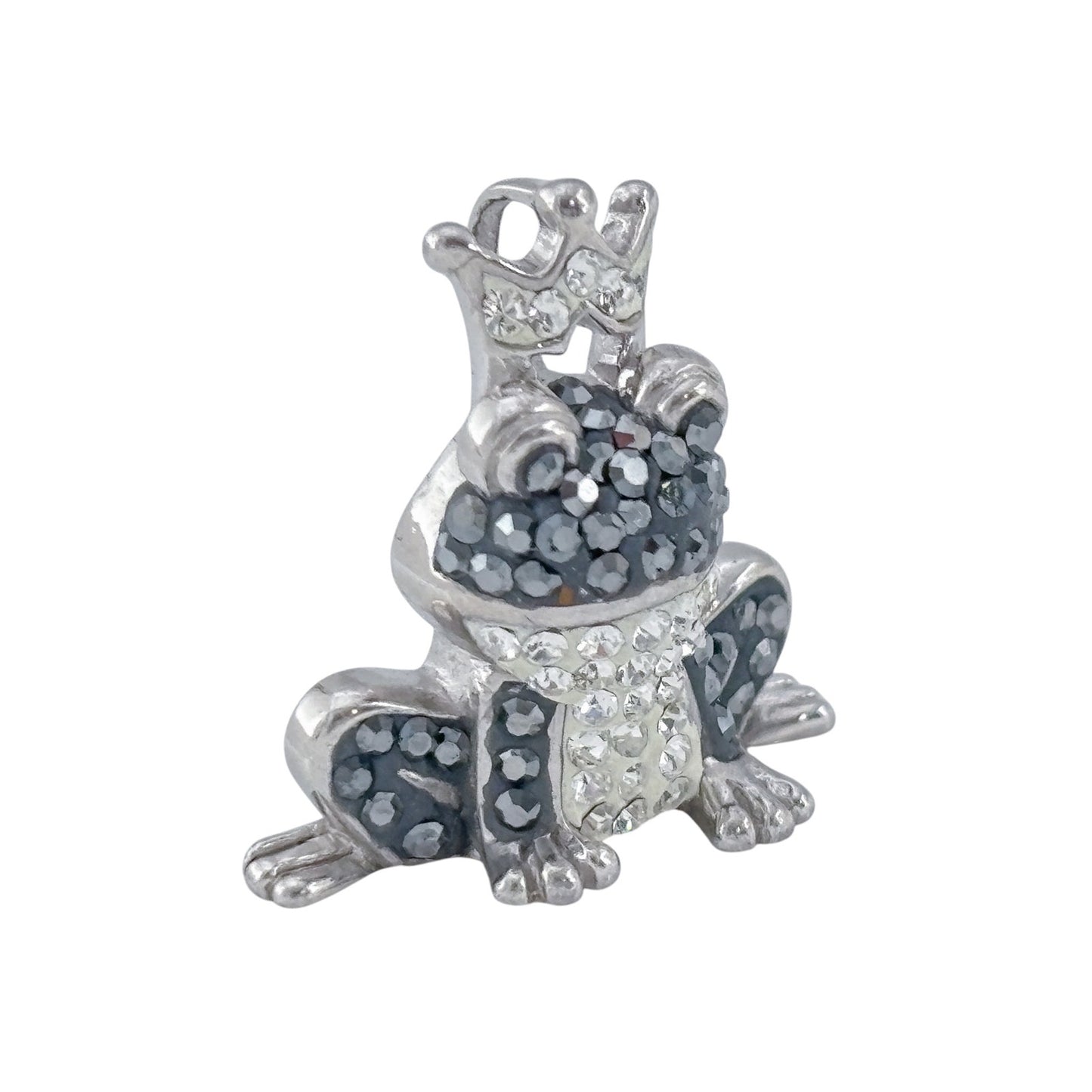 Vintage Sterling Silver 925 Crystal Frog Pendant