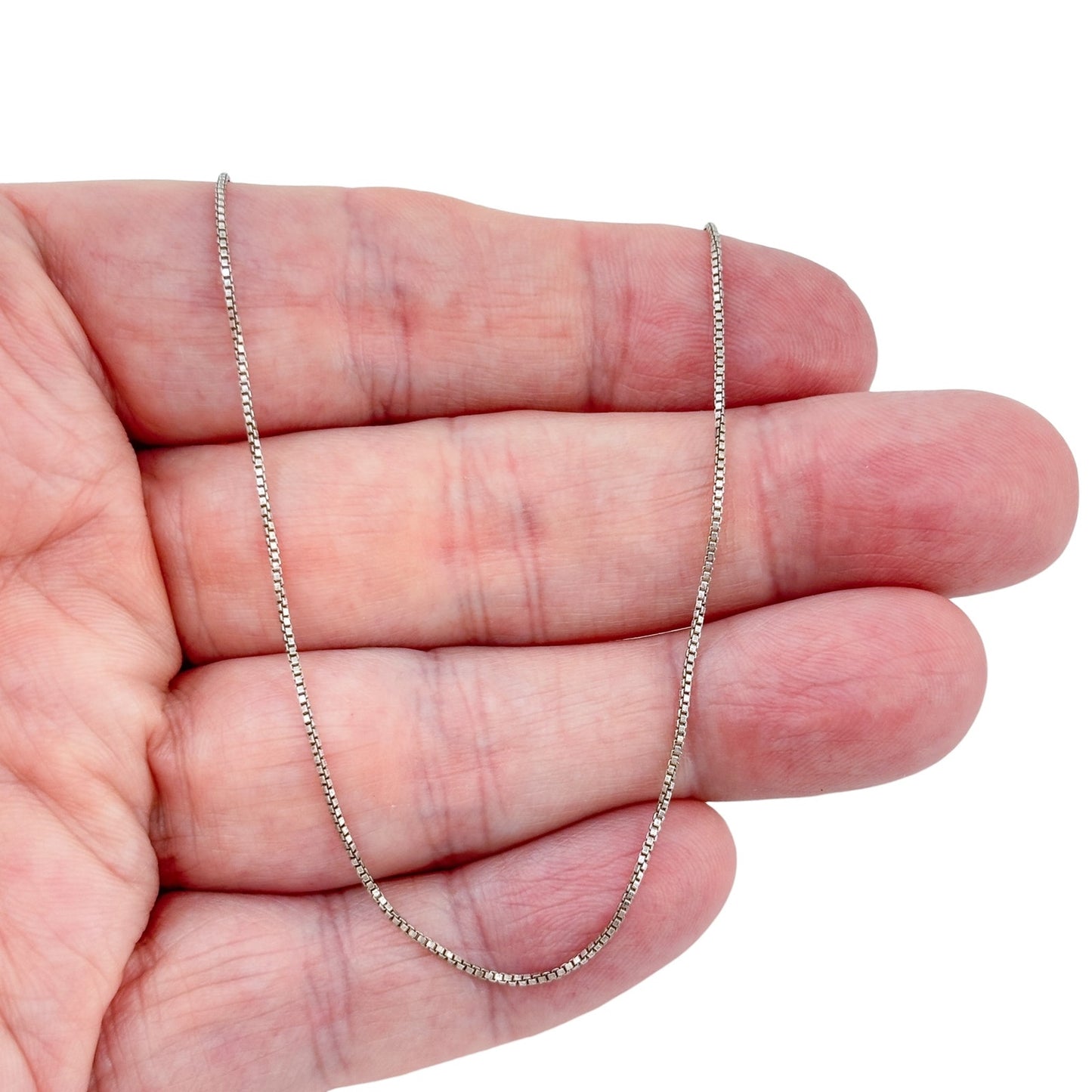 Vintage Italy Sterling Silver 925 Box Link Chain Necklace 18"